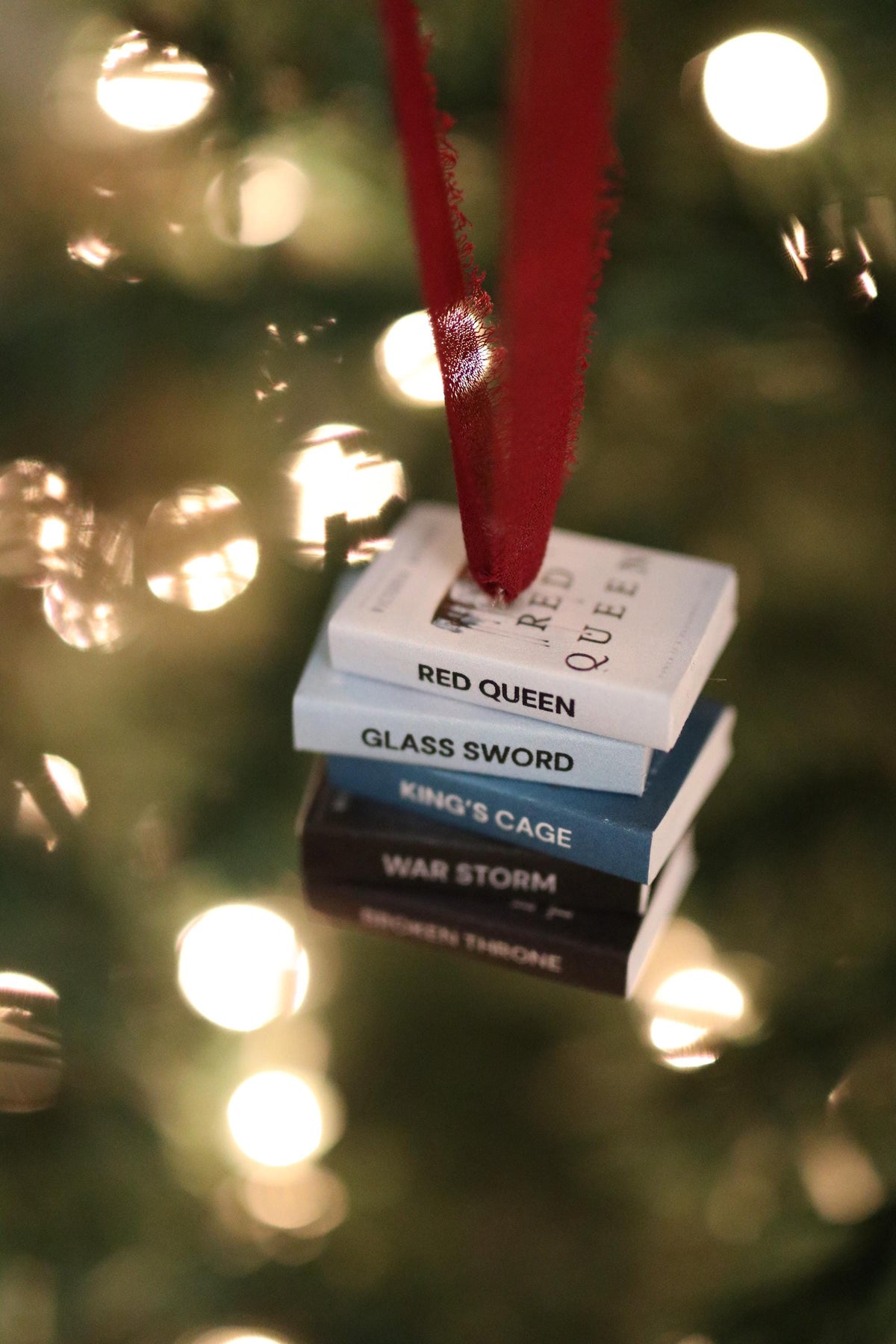 Red Queen Mini Book Stack Ornament
