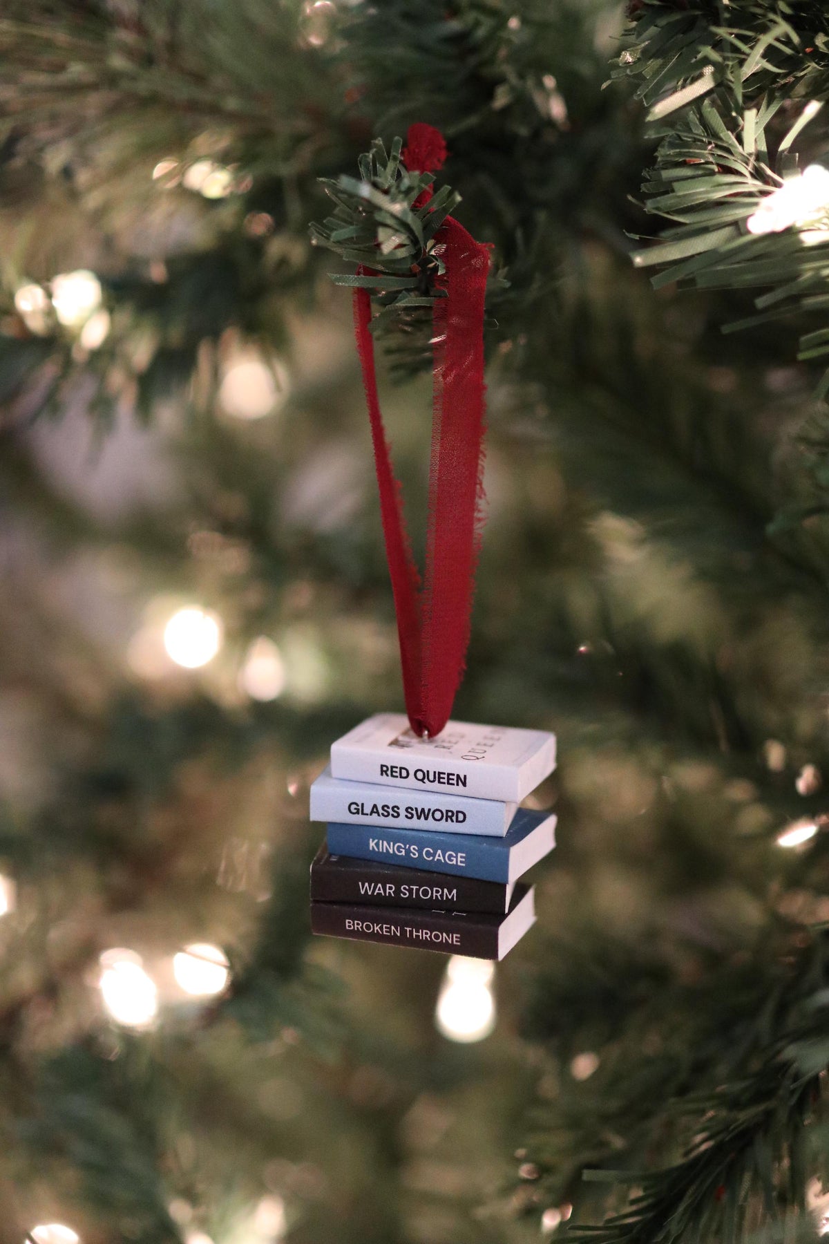 Red Queen Mini Book Stack Ornament