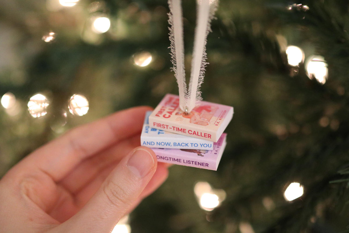 First-Time Caller Mini Book Stack Ornament