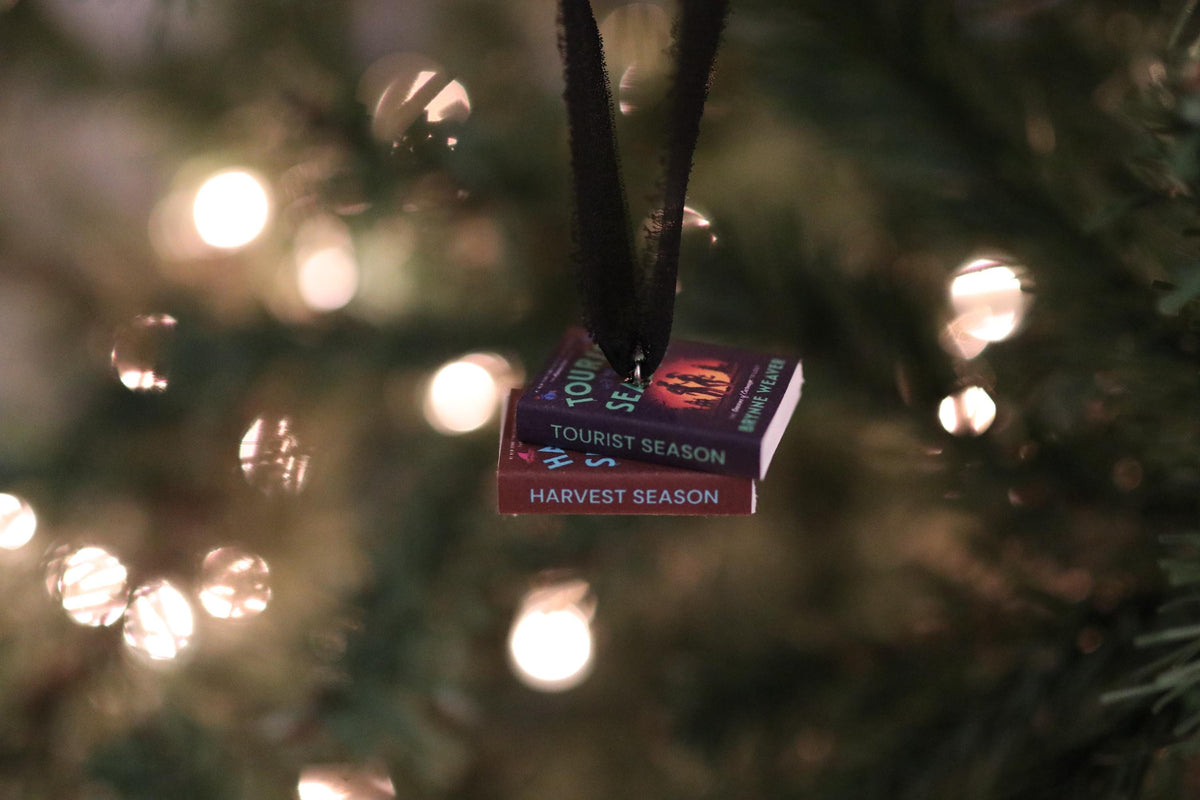 Tourist Season Mini Book Stack Ornament