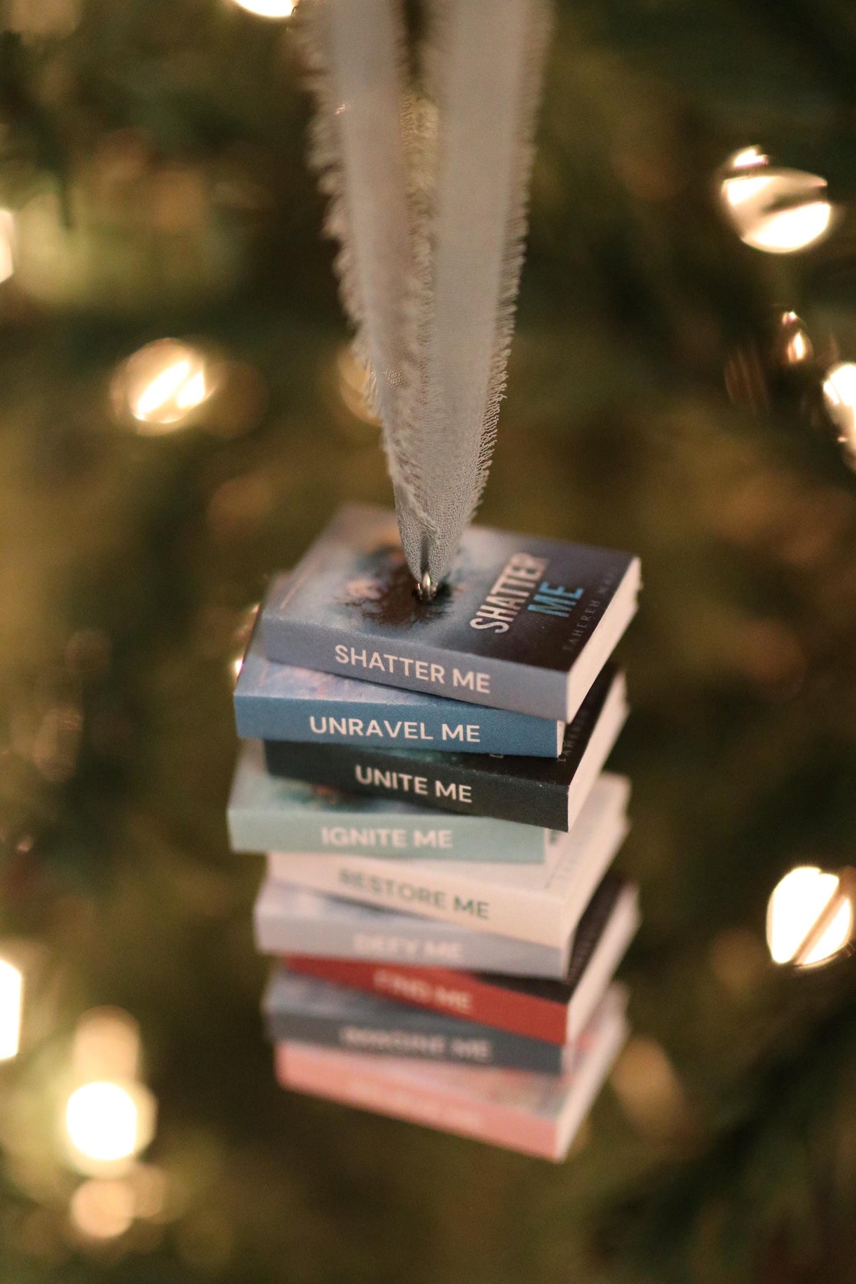 Shatter Me Mini Book Stack Ornament