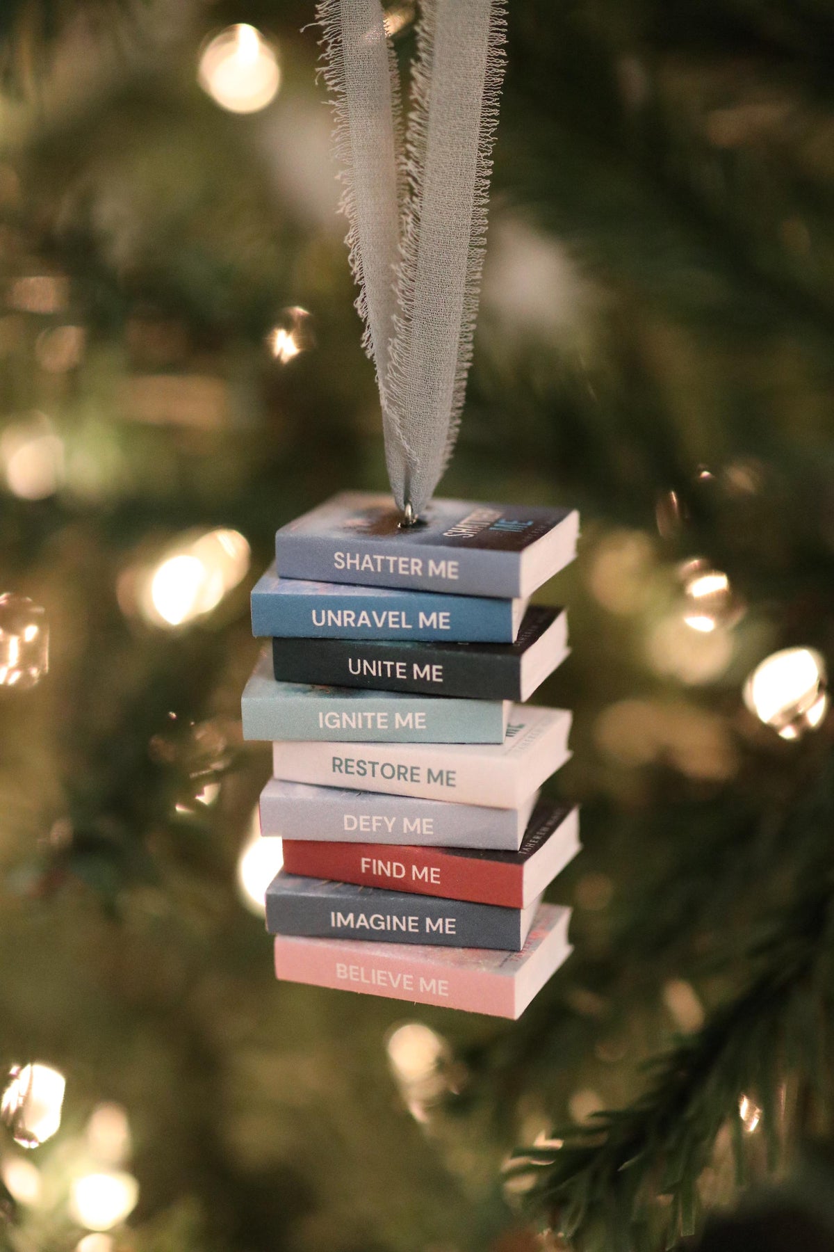Shatter Me Mini Book Stack Ornament