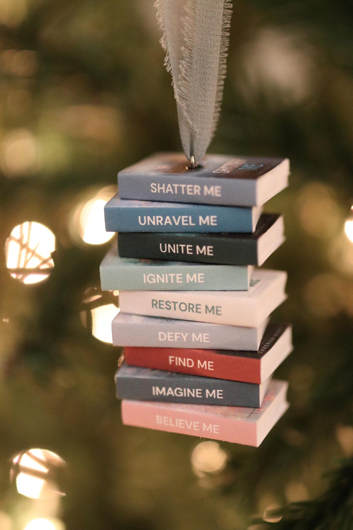Shatter Me Mini Book Stack Ornament