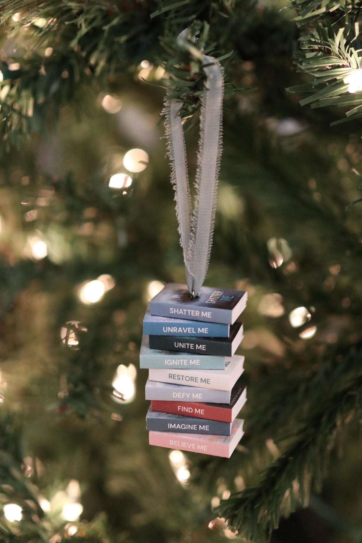 Shatter Me Mini Book Stack Ornament