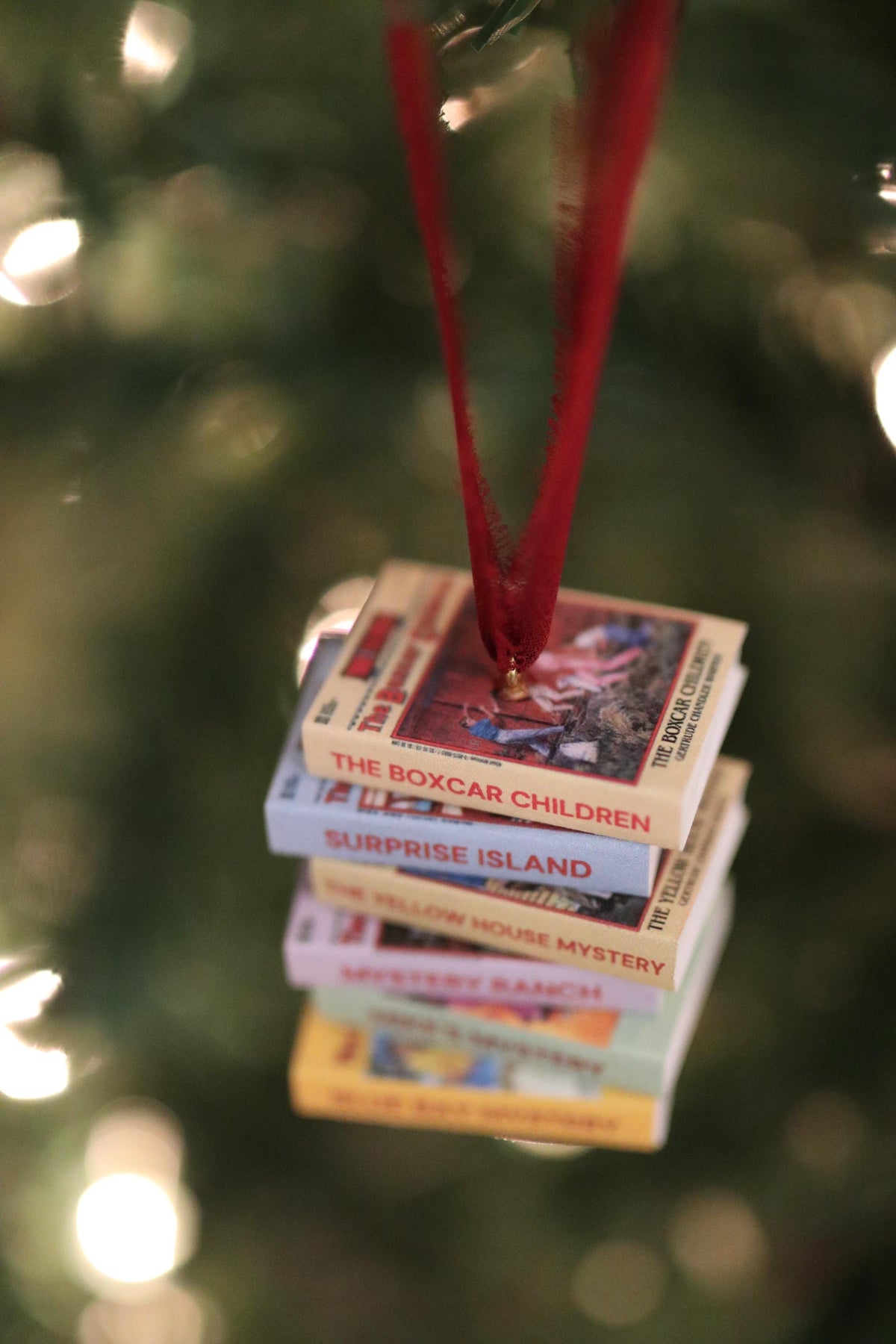 The Boxcar Children Mini Book Stack Ornament | Handmade Miniature Tiny Books Christmas Bookish Reader Gift Reading Booktok Holiday Warner