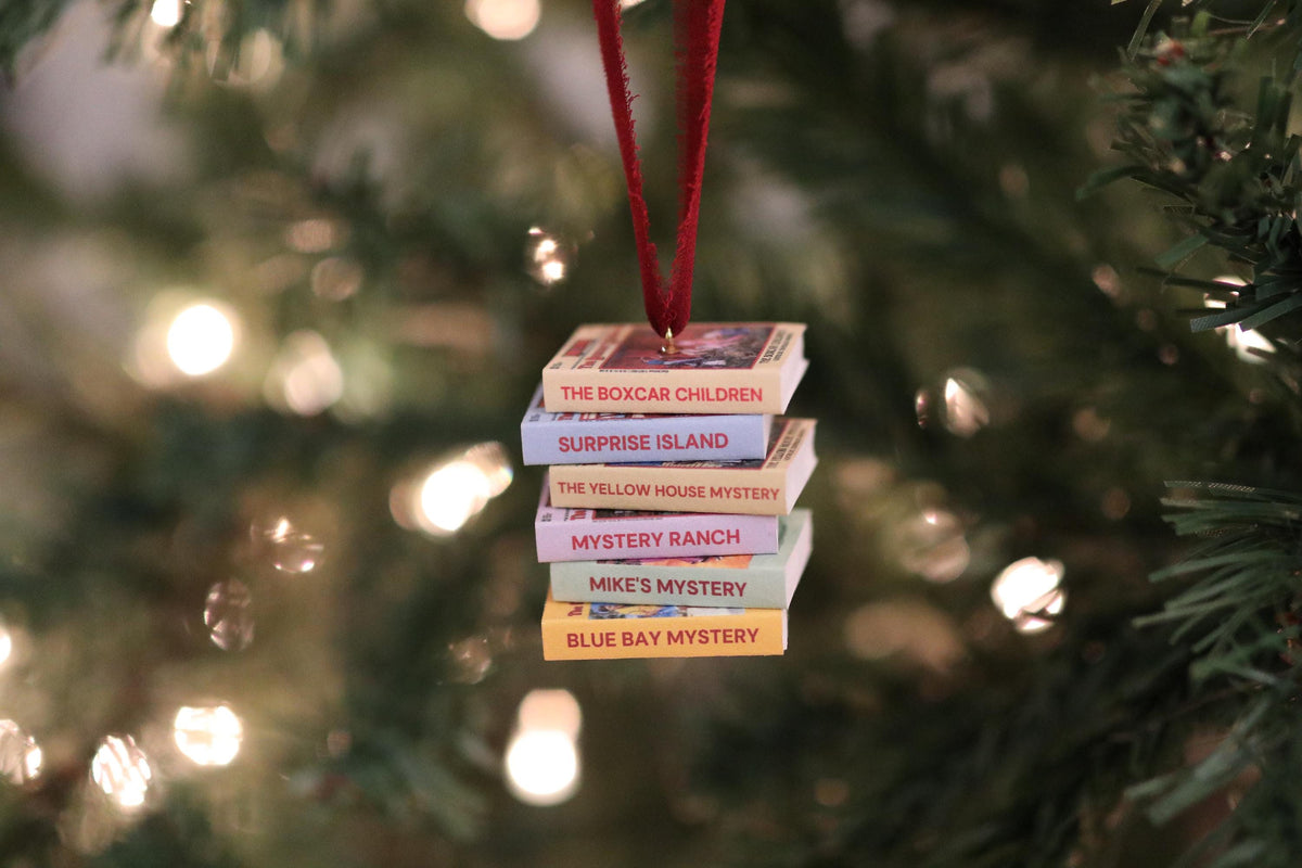 The Boxcar Children Mini Book Stack Ornament | Handmade Miniature Tiny Books Christmas Bookish Reader Gift Reading Booktok Holiday Warner
