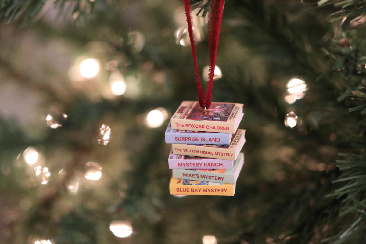 The Boxcar Children Mini Book Stack Ornament | Handmade Miniature Tiny Books Christmas Bookish Reader Gift Reading Booktok Holiday Warner
