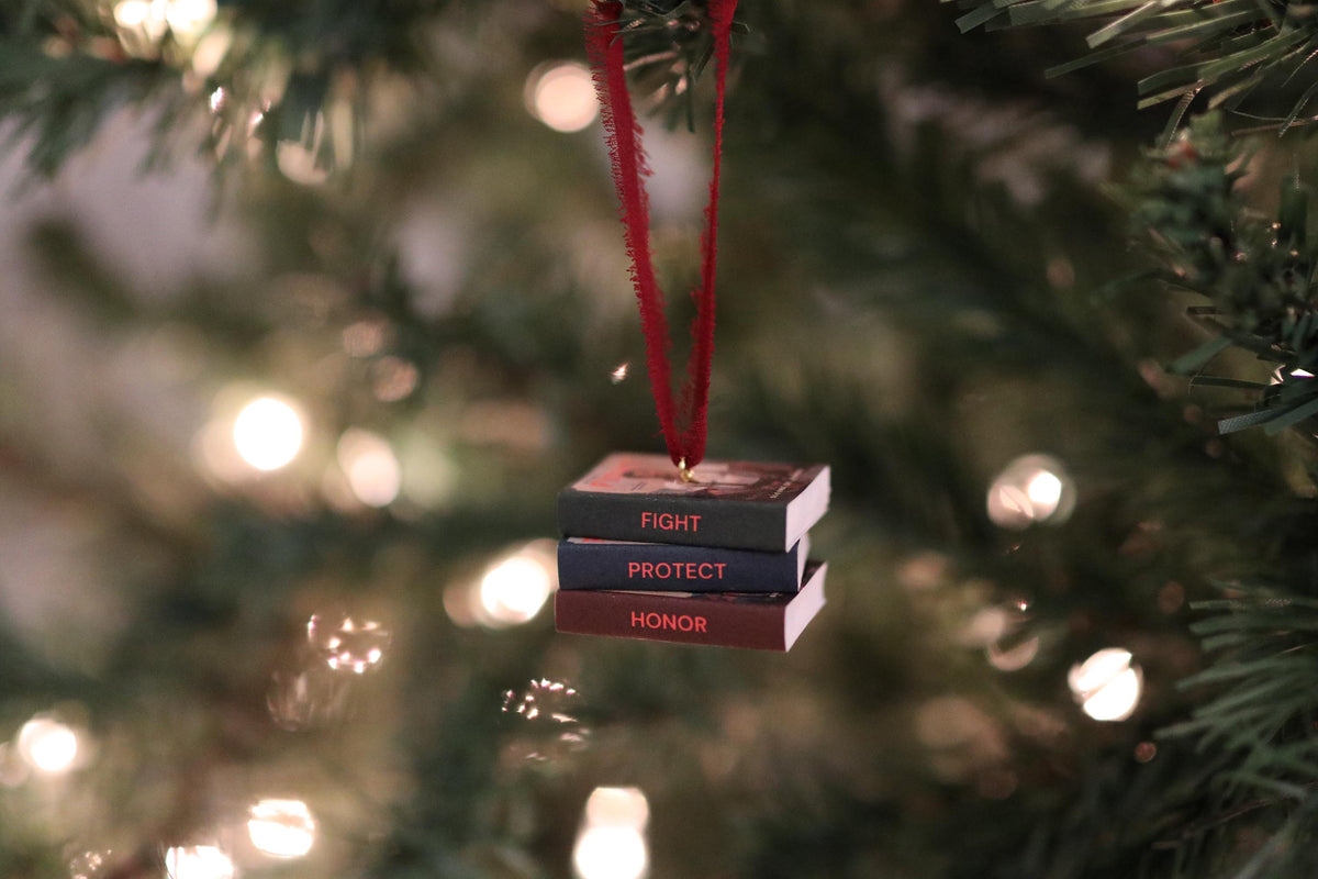 Fight Mini Book Stack Ornament