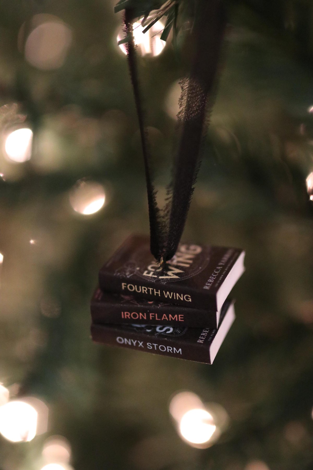Dark Fourth Wing Mini Book Stack Ornament