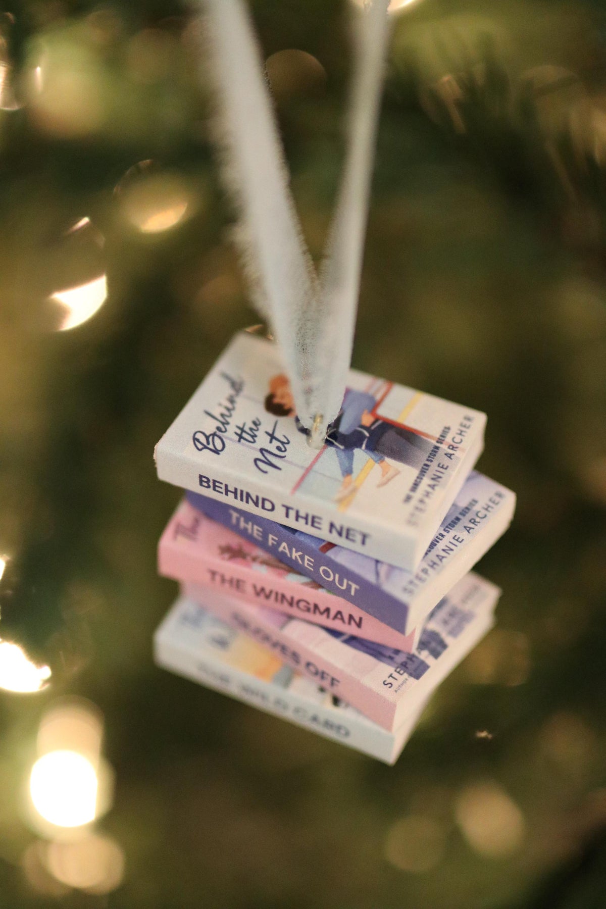 Behind the Net Mini Book Stack Ornament