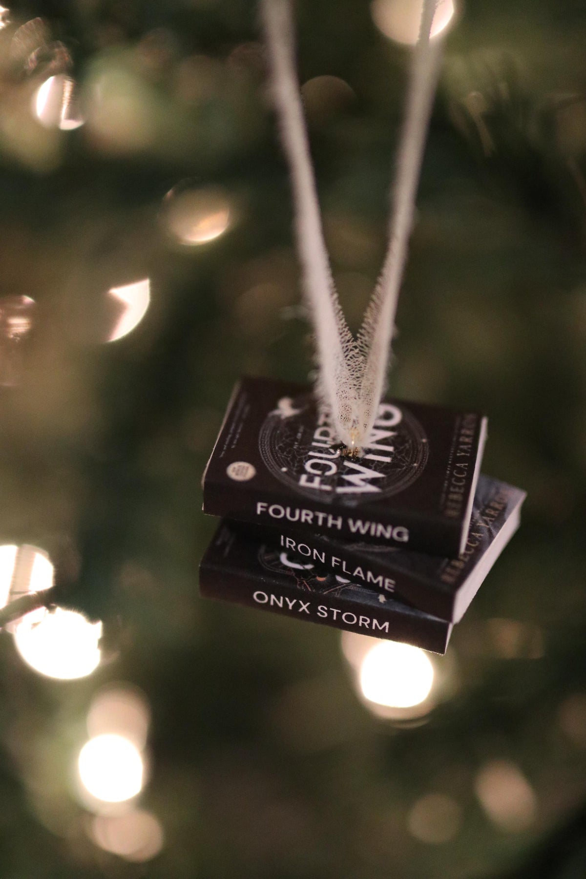 Black Fourth Wing Mini Book Stack Ornament