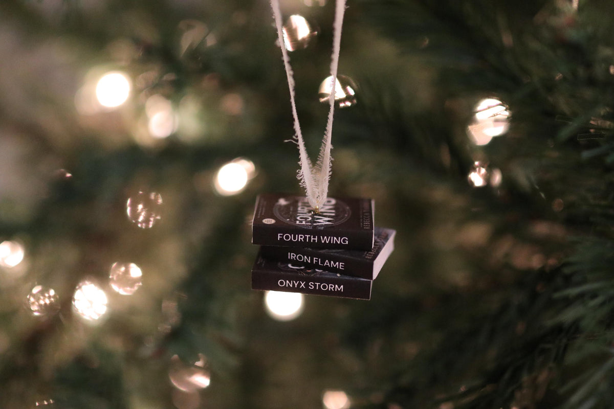 Black Fourth Wing Mini Book Stack Ornament