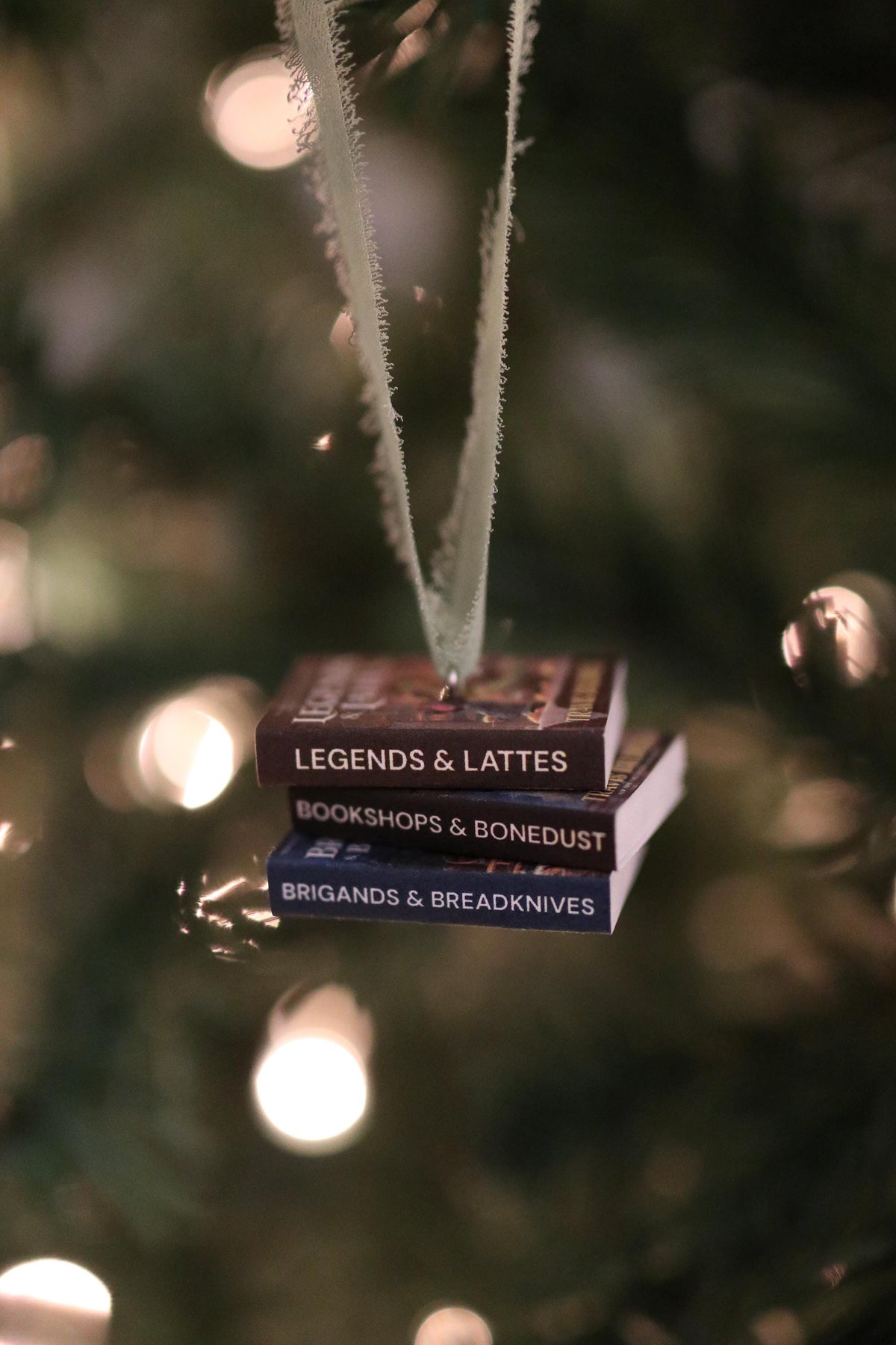 Legends and Lattes Mini Book Stack Ornament