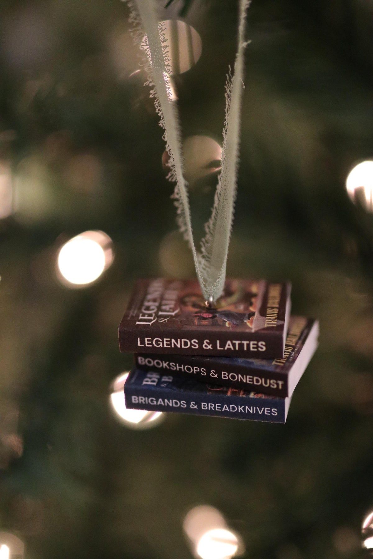 Legends and Lattes Mini Book Stack Ornament