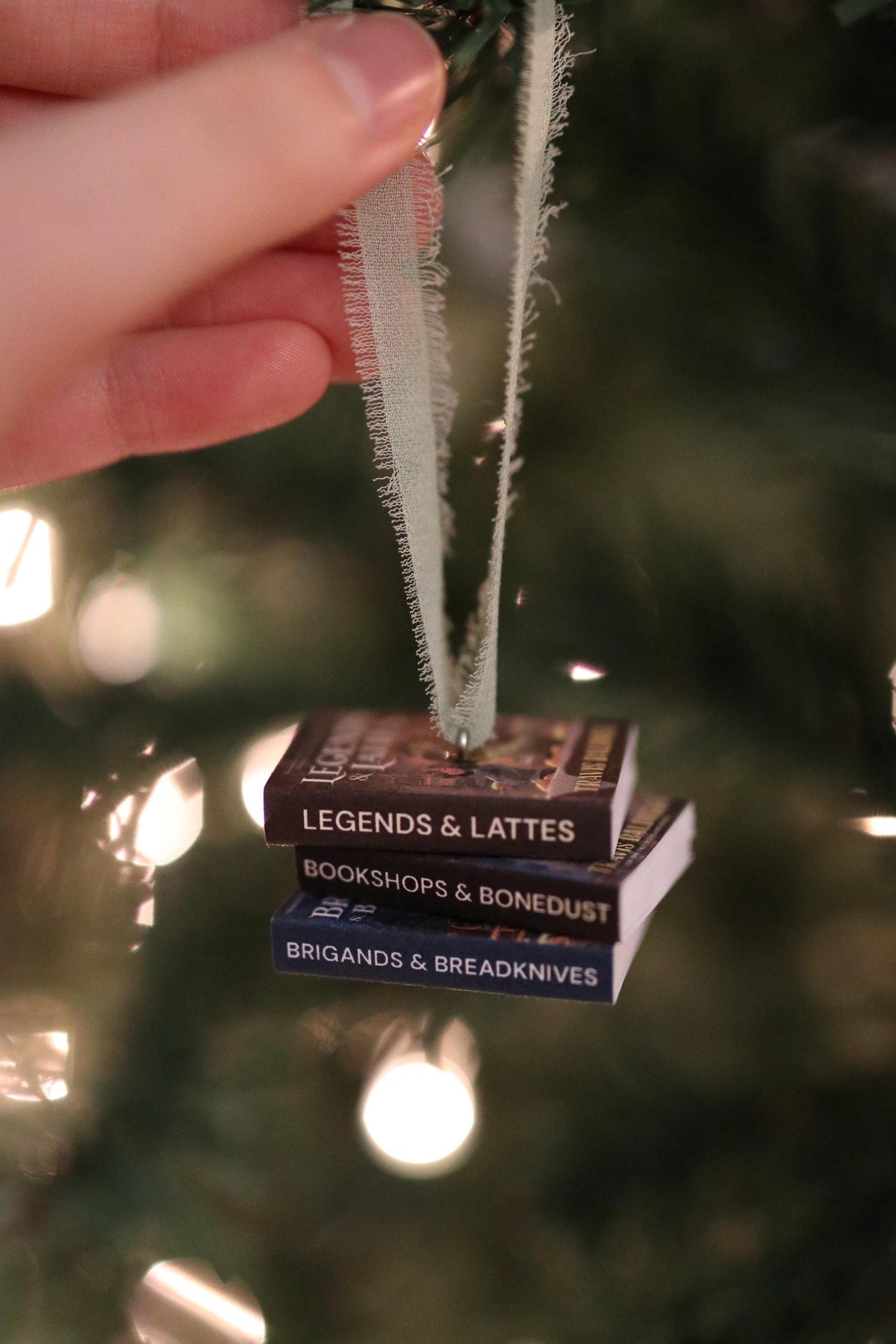 Legends and Lattes Mini Book Stack Ornament