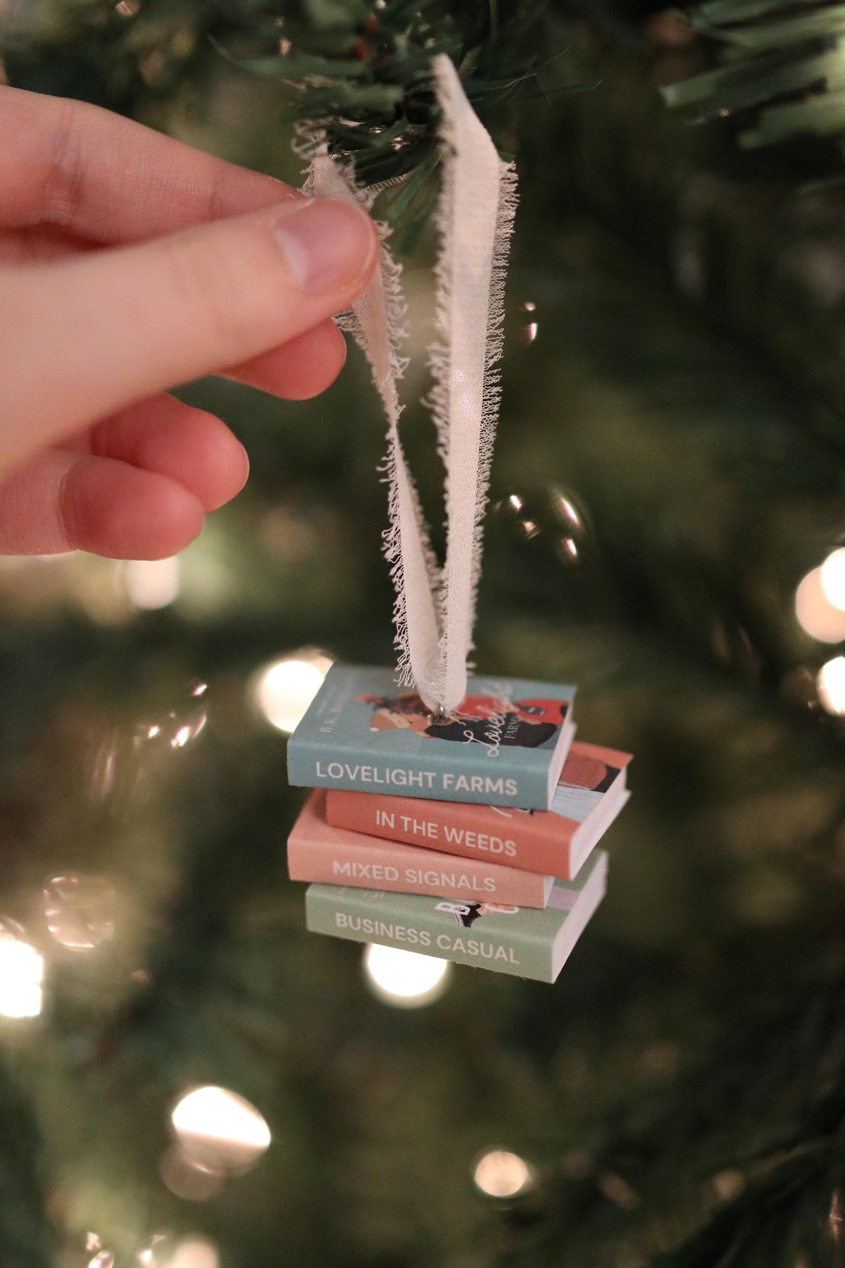 Lovelight Farms Mini Book Stack Ornament