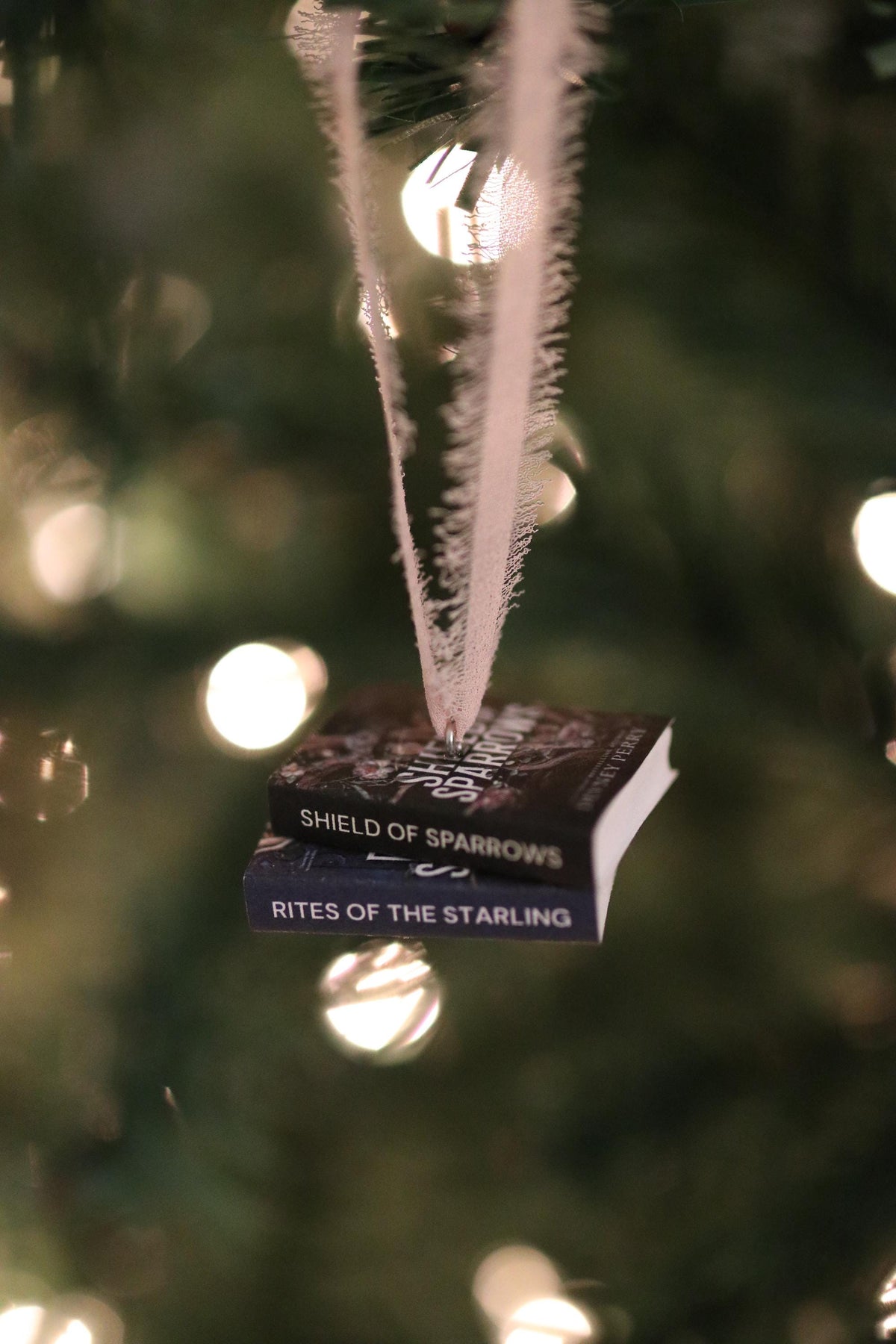 Shield of Sparrows Mini Book Stack Ornament