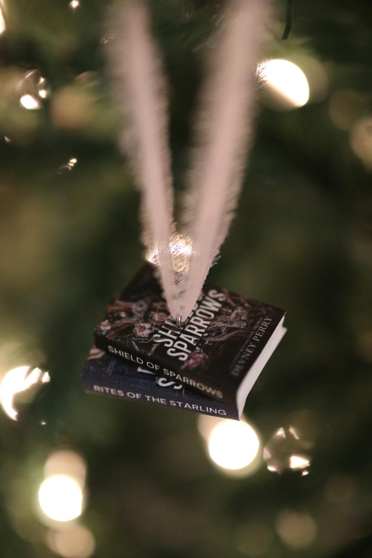 Shield of Sparrows Mini Book Stack Ornament