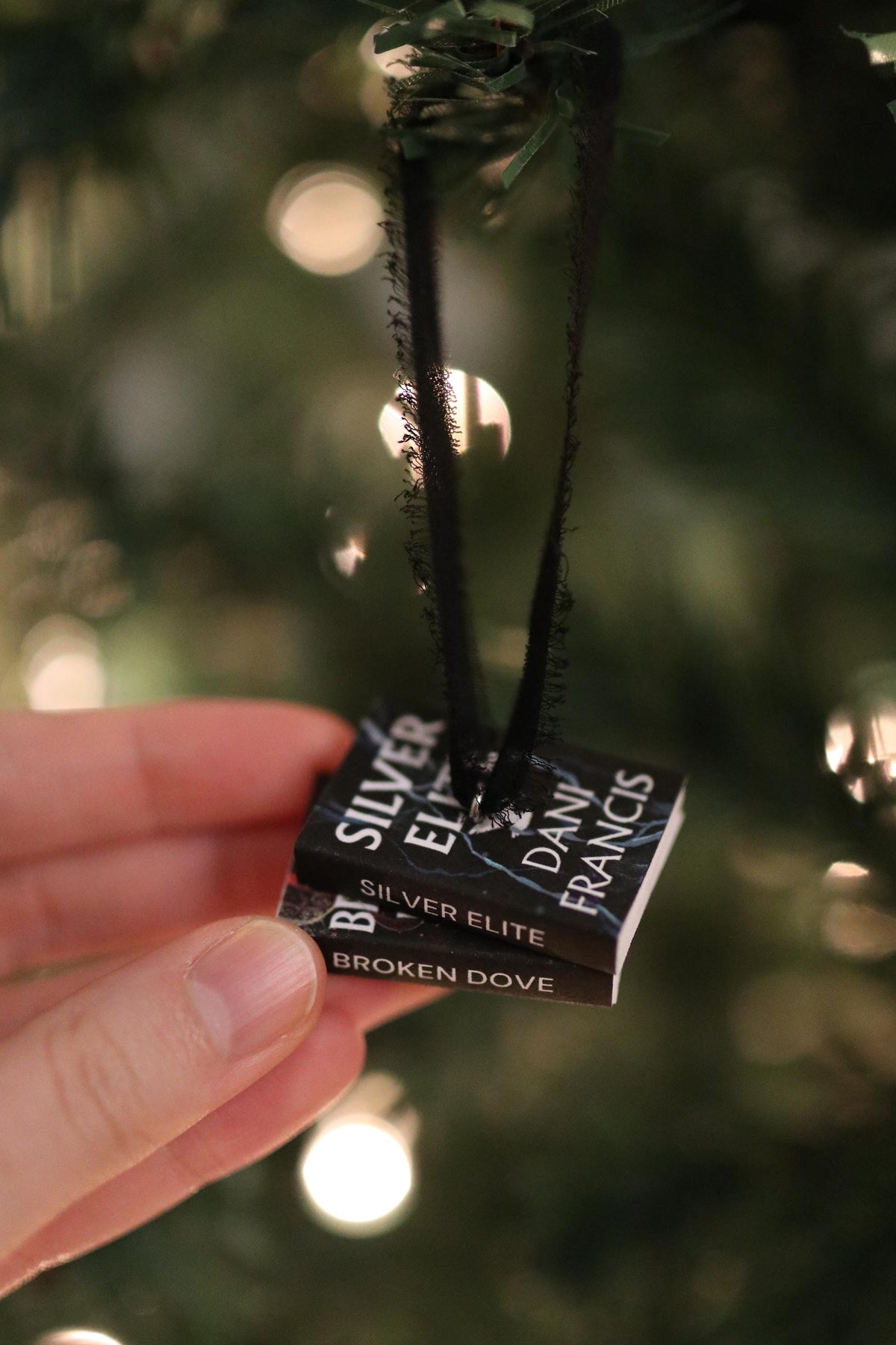 Silver Elite Mini Book Stack Ornament