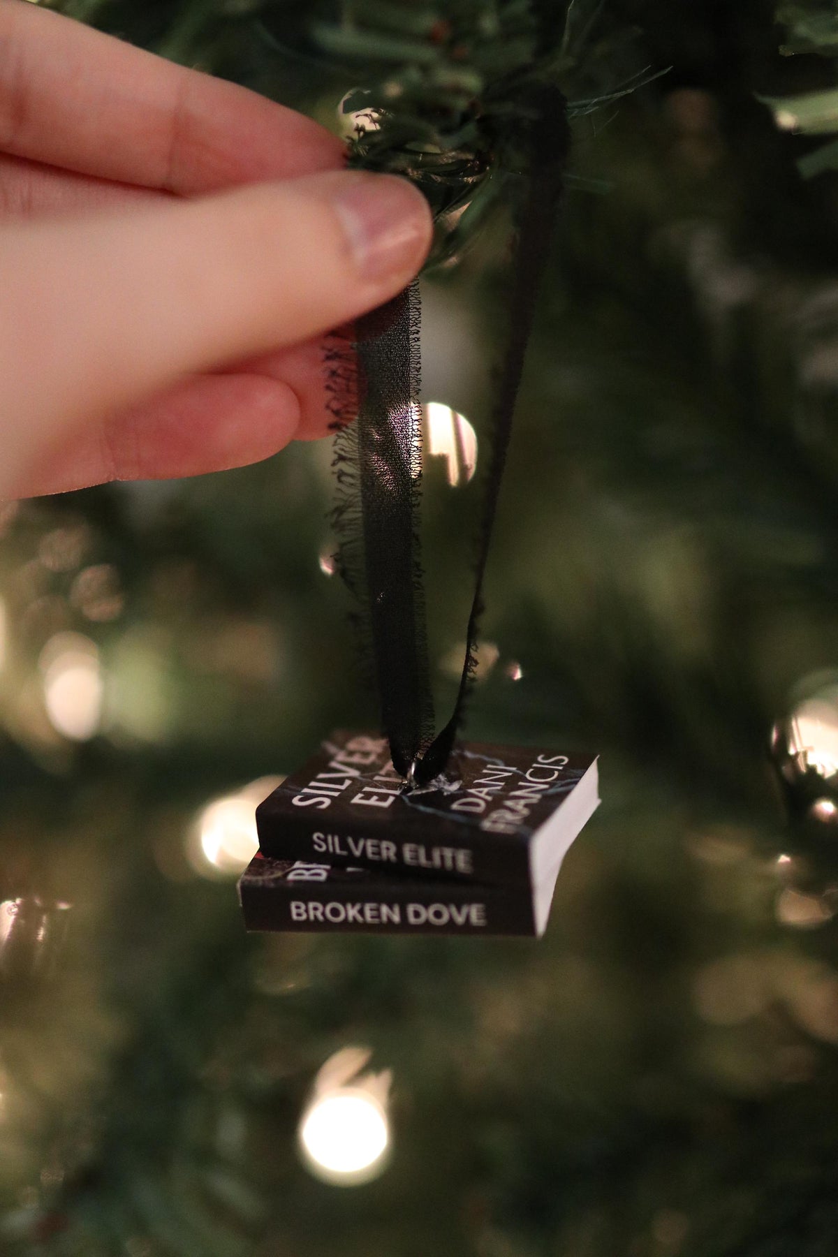 Silver Elite Mini Book Stack Ornament
