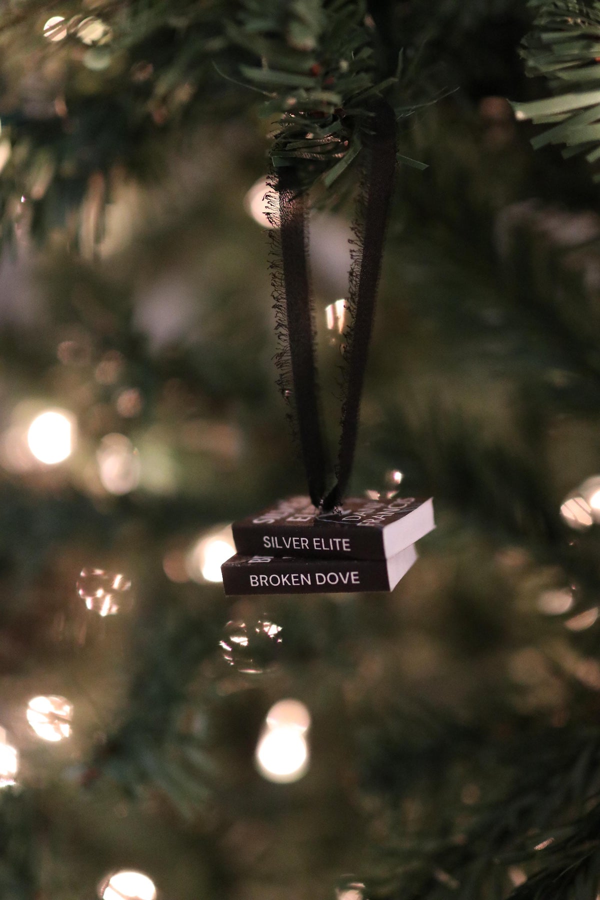 Silver Elite Mini Book Stack Ornament