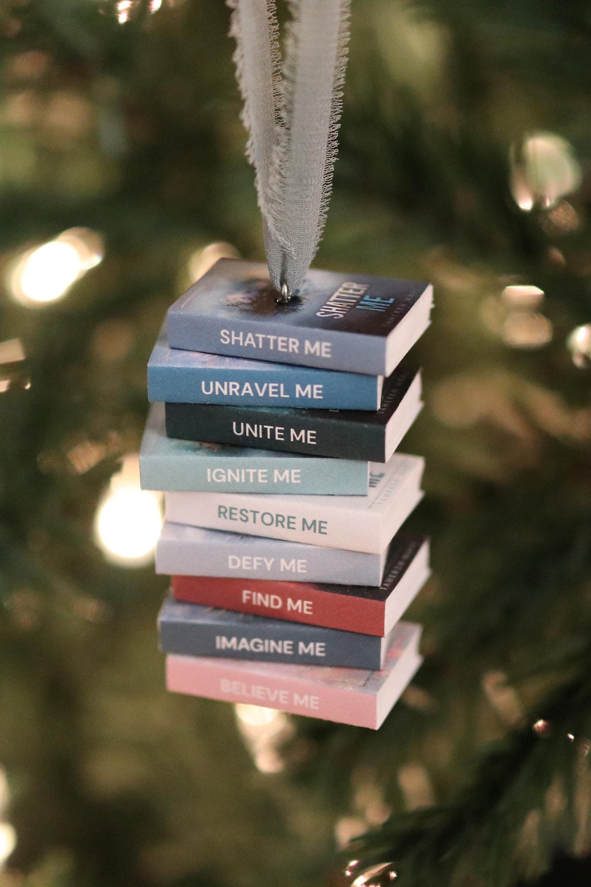 Shatter Me Mini Book Stack Ornament