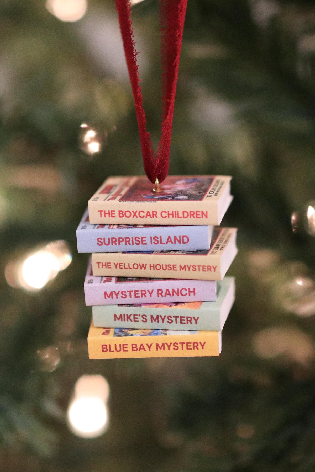 The Boxcar Children Mini Book Stack Ornament | Handmade Miniature Tiny Books Christmas Bookish Reader Gift Reading Booktok Holiday Warner