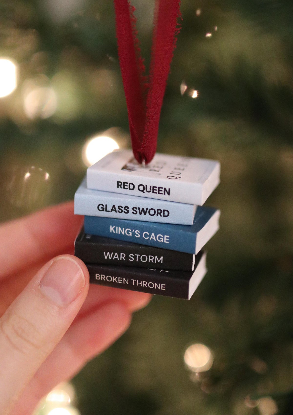 Red Queen Mini Book Stack Ornament