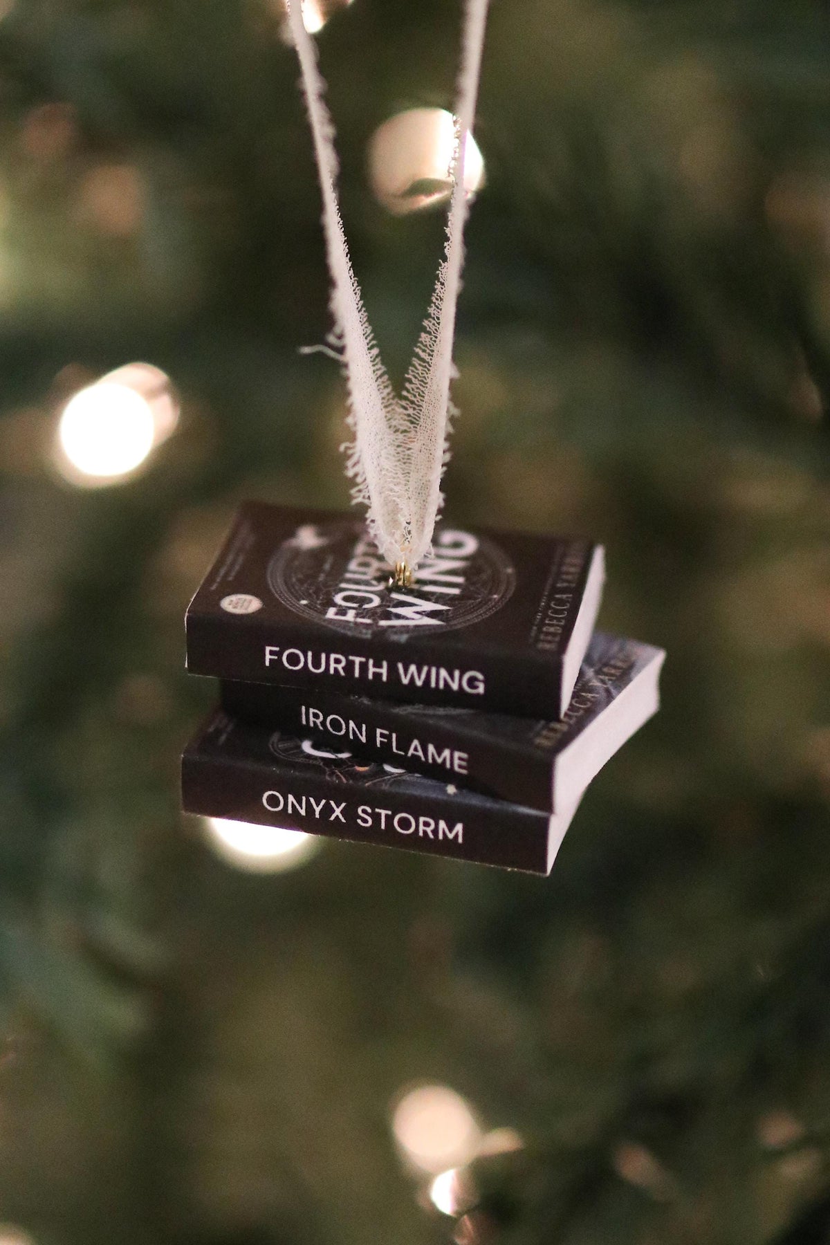 Black Fourth Wing Mini Book Stack Ornament