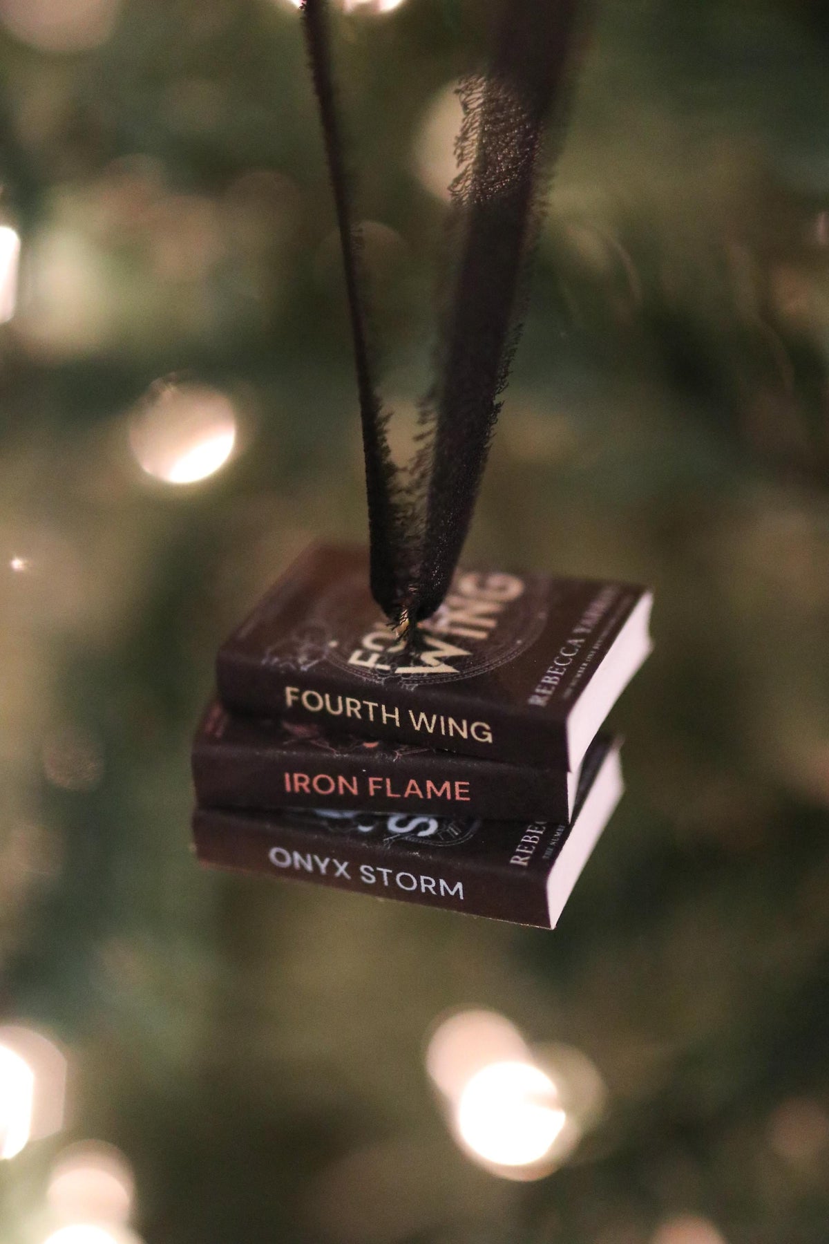 Dark Fourth Wing Mini Book Stack Ornament