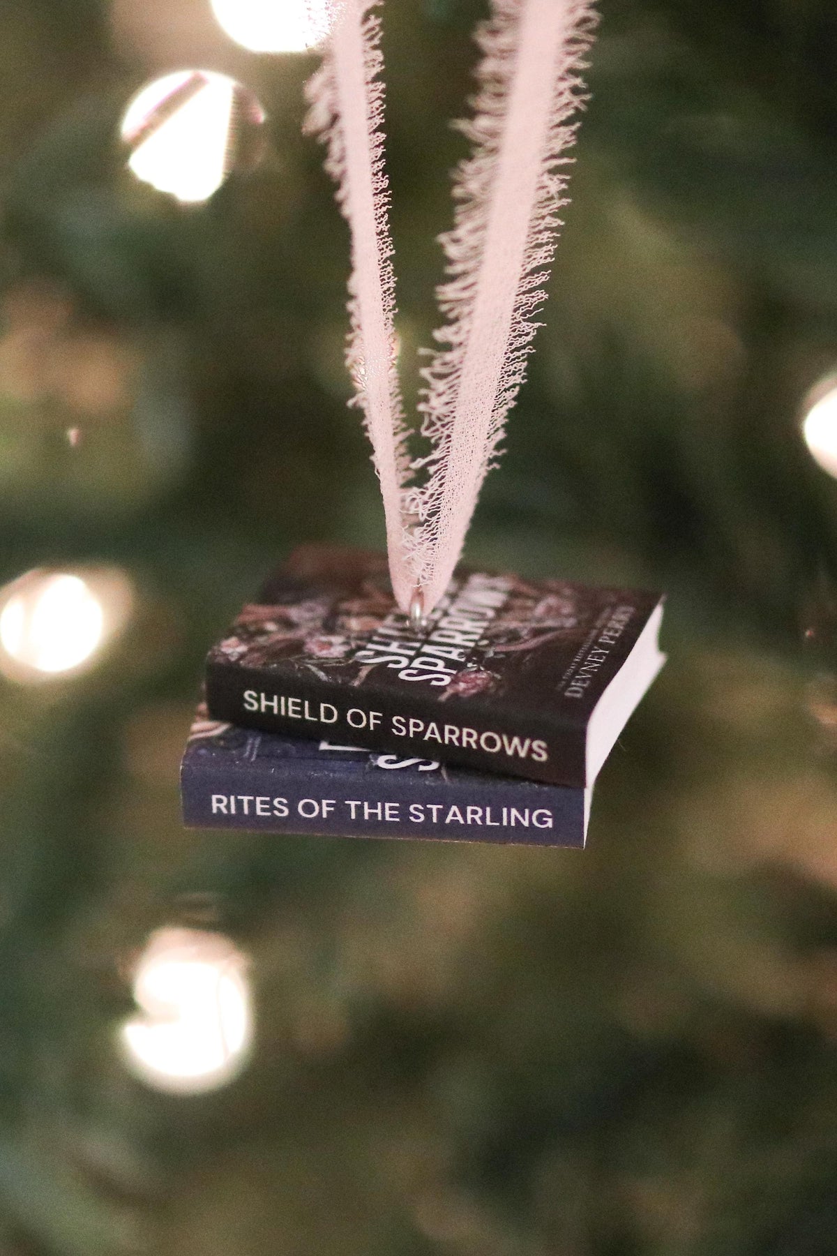 Shield of Sparrows Mini Book Stack Ornament