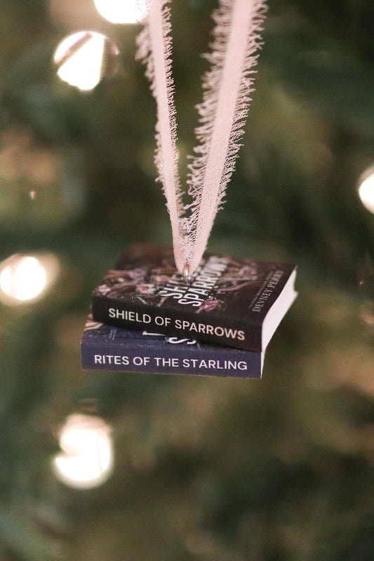 Shield of Sparrows Mini Book Stack Ornament