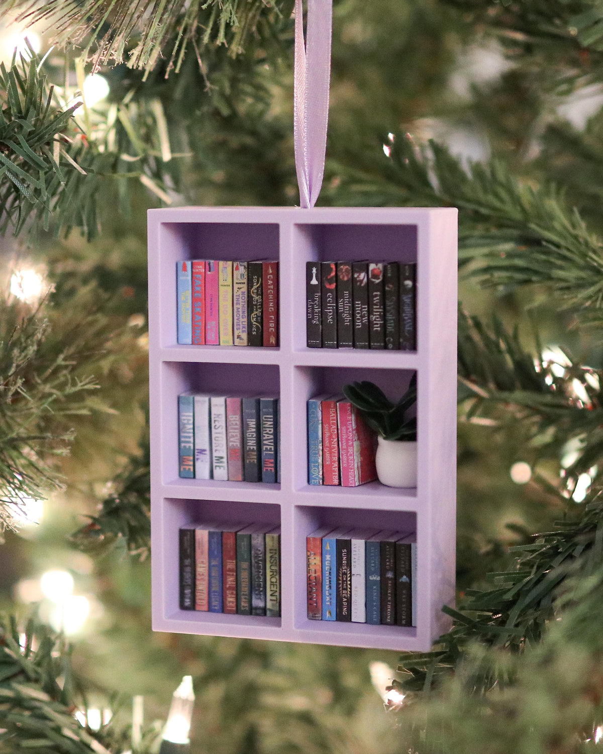 Handmade YA Mini Bookshelf Ornament