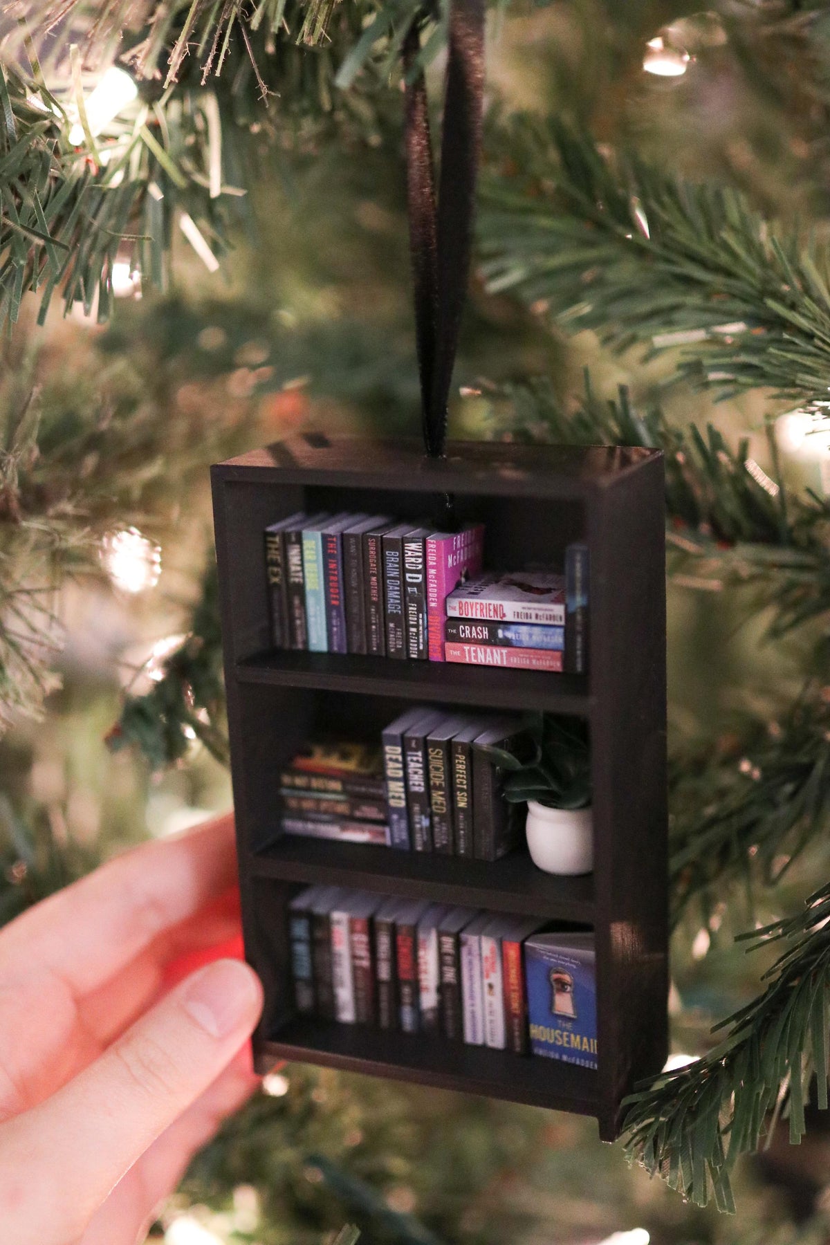Handmade Freida McFadden Mini Bookshelf Ornament