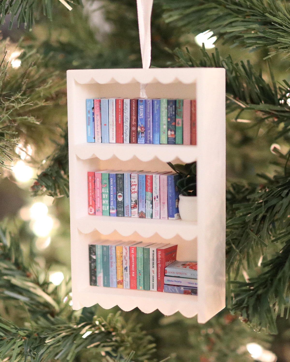 Handmade Christmas Mini Bookshelf Ornament