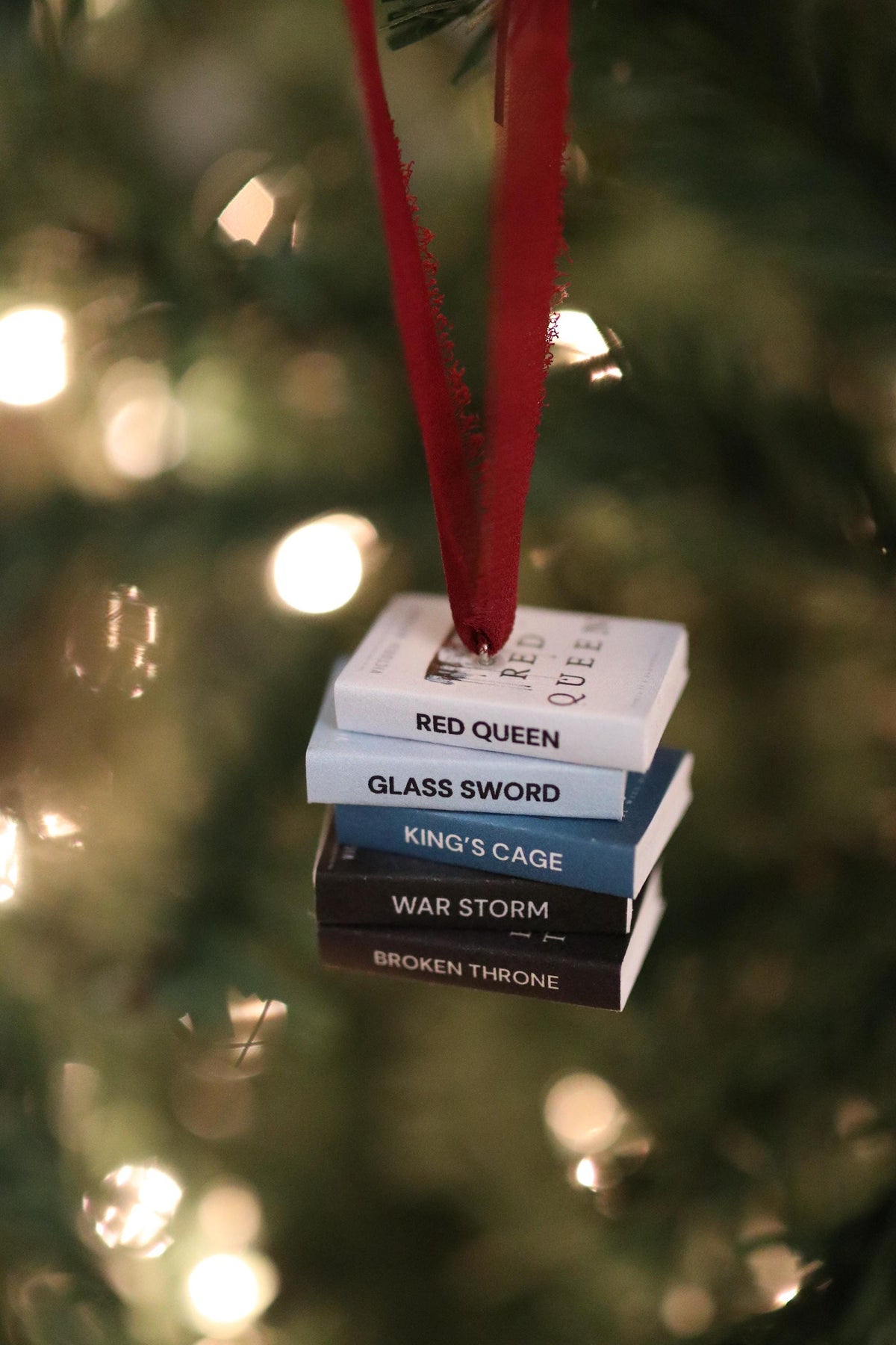 Red Queen Mini Book Stack Ornament