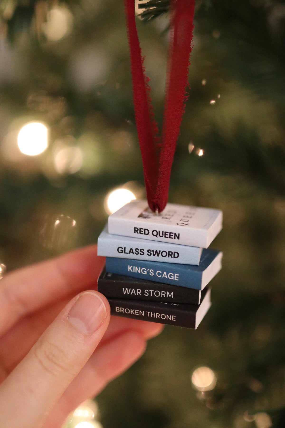 Red Queen Mini Book Stack Ornament