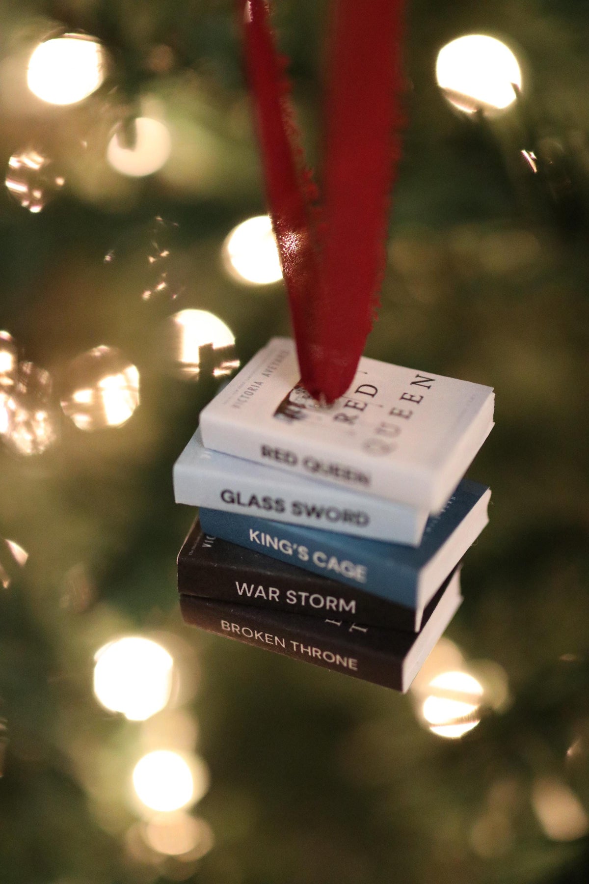 Red Queen Mini Book Stack Ornament