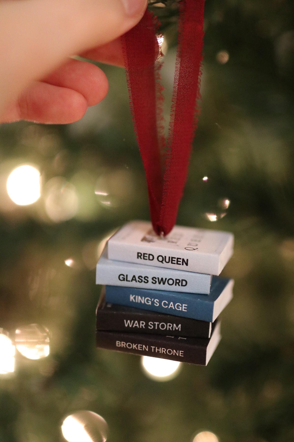 Red Queen Mini Book Stack Ornament