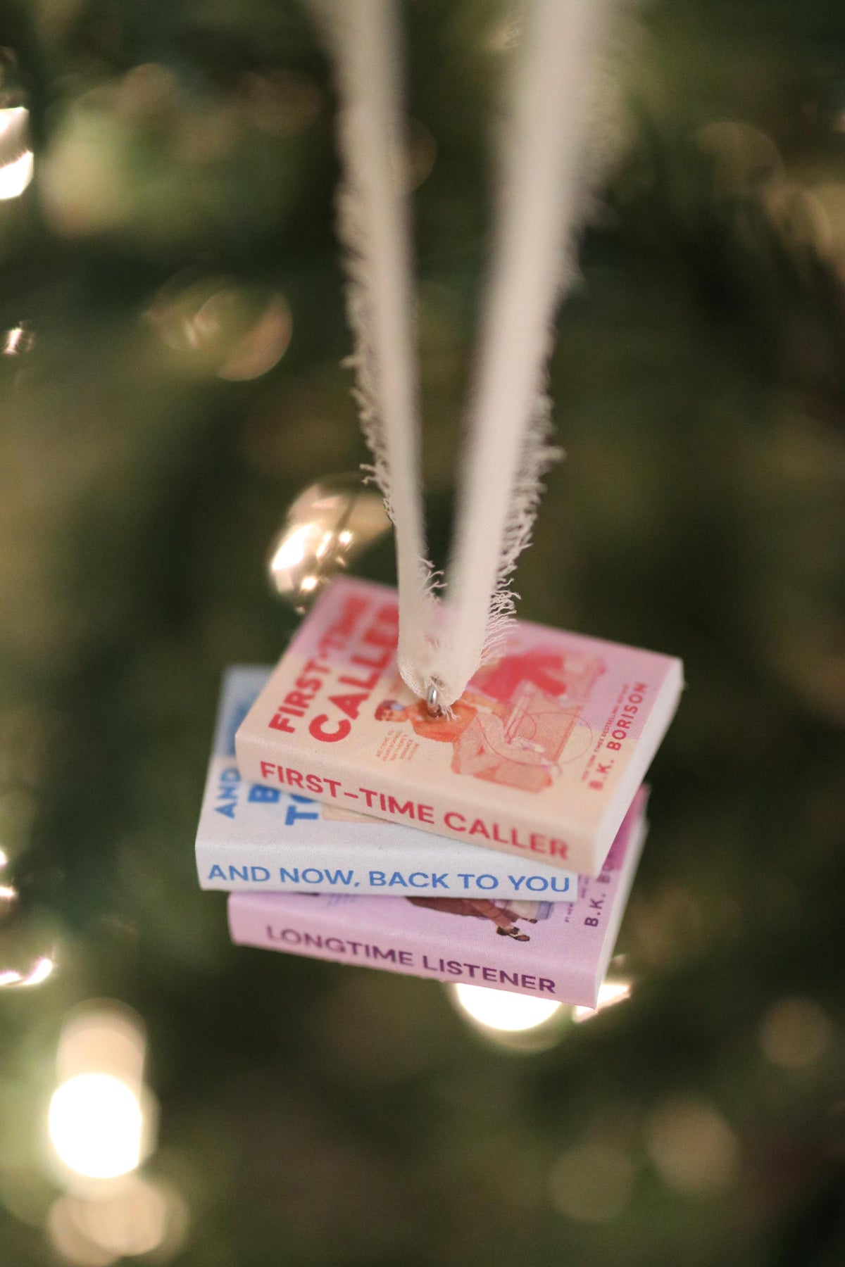 First-Time Caller Mini Book Stack Ornament