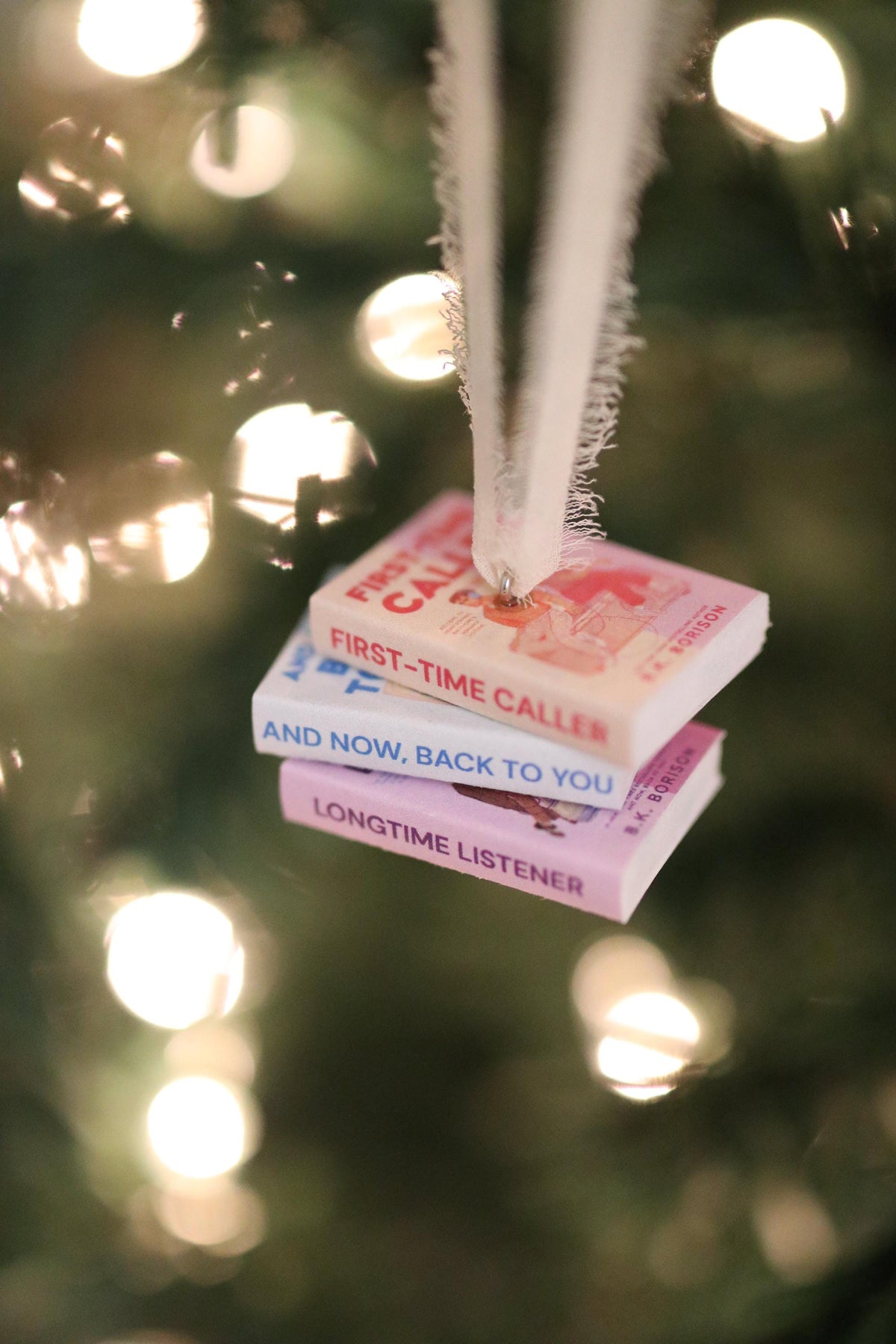 First-Time Caller Mini Book Stack Ornament