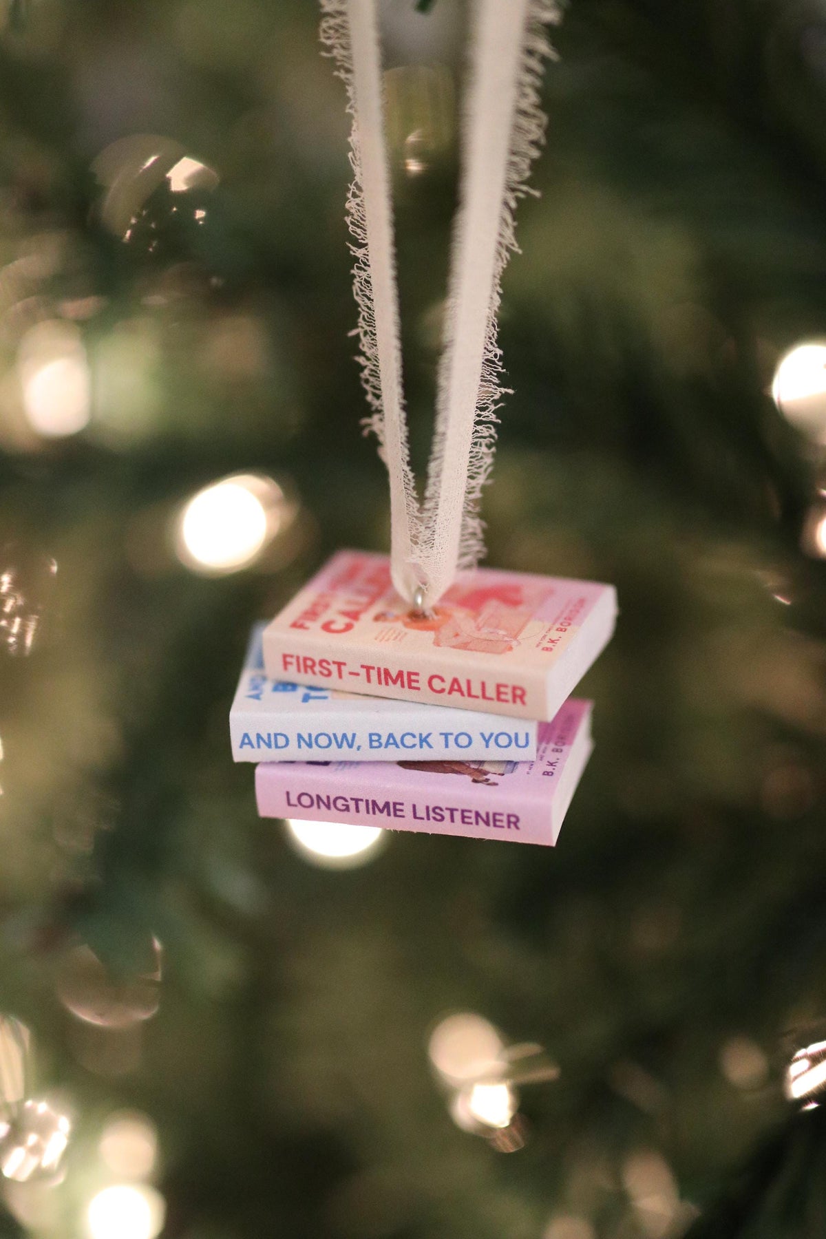 First-Time Caller Mini Book Stack Ornament
