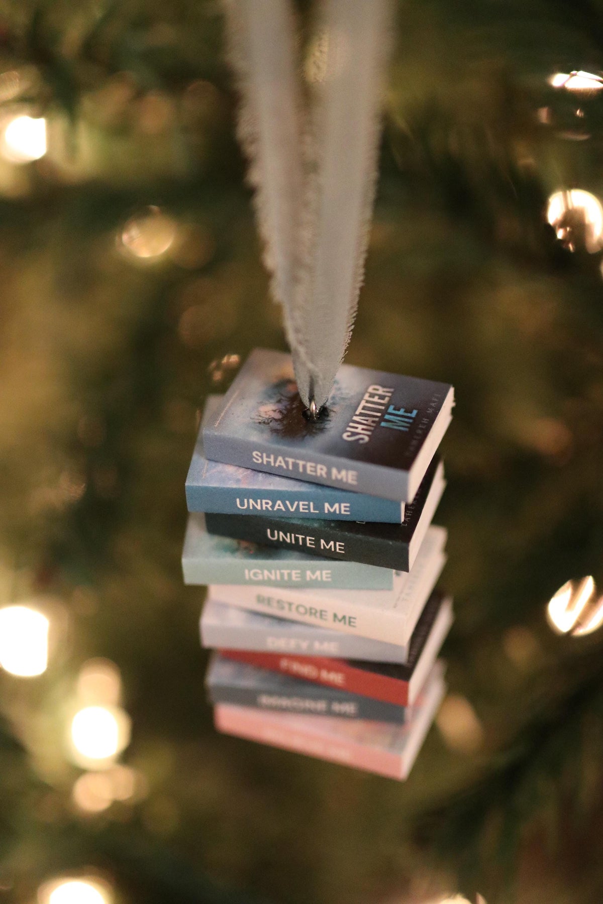 Shatter Me Mini Book Stack Ornament