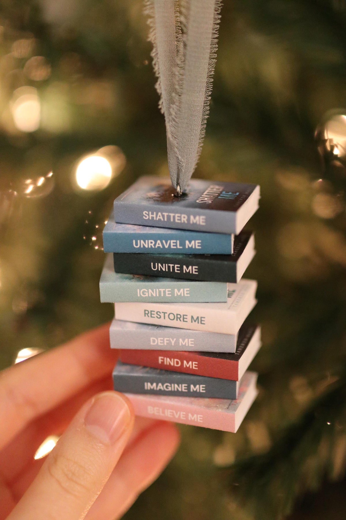Shatter Me Mini Book Stack Ornament