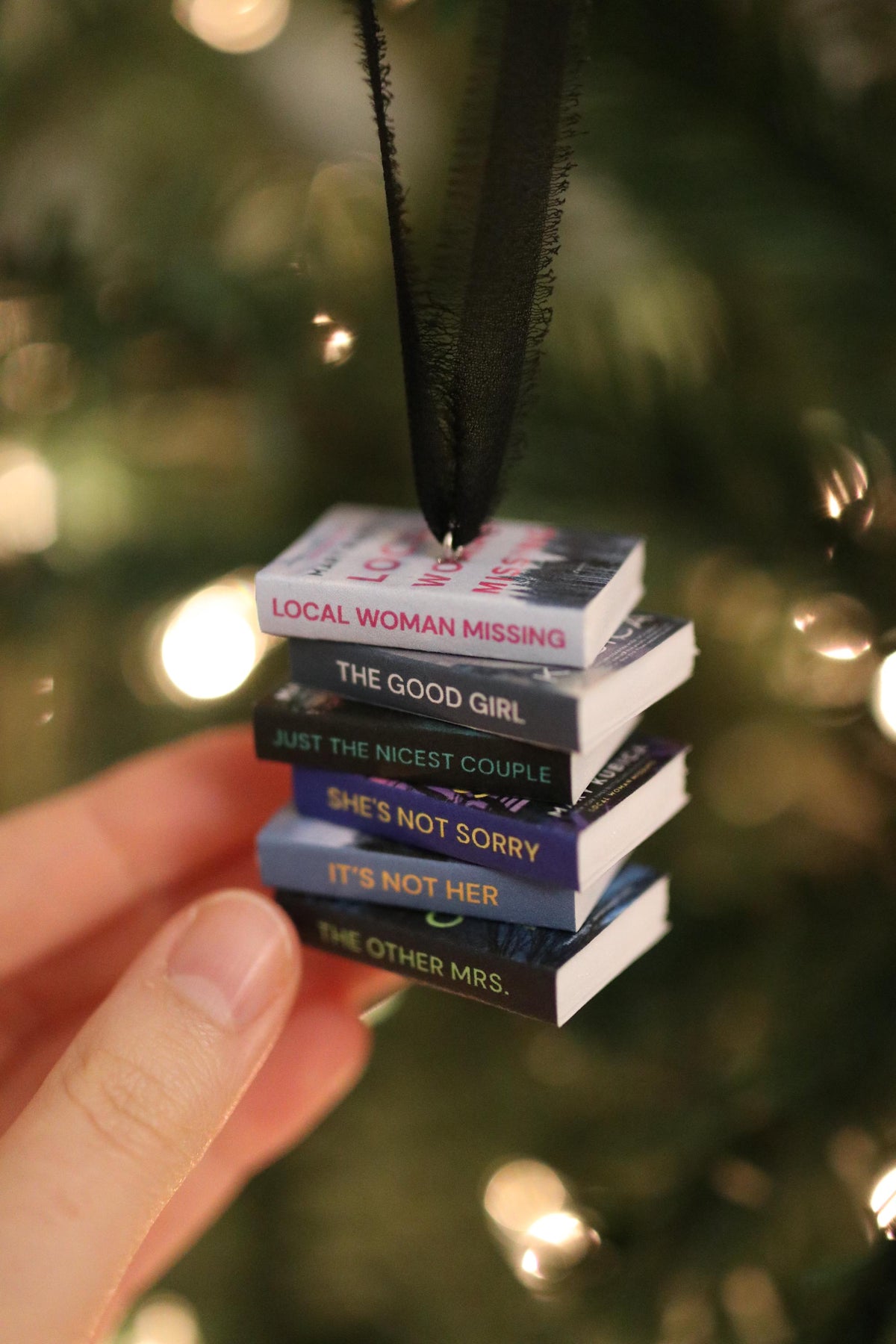 Mary Kubica Mini Book Stack Ornament
