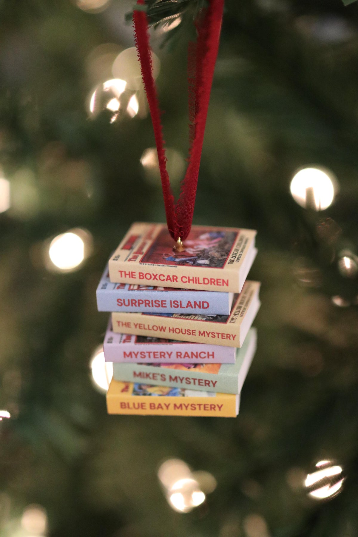 The Boxcar Children Mini Book Stack Ornament | Handmade Miniature Tiny Books Christmas Bookish Reader Gift Reading Booktok Holiday Warner