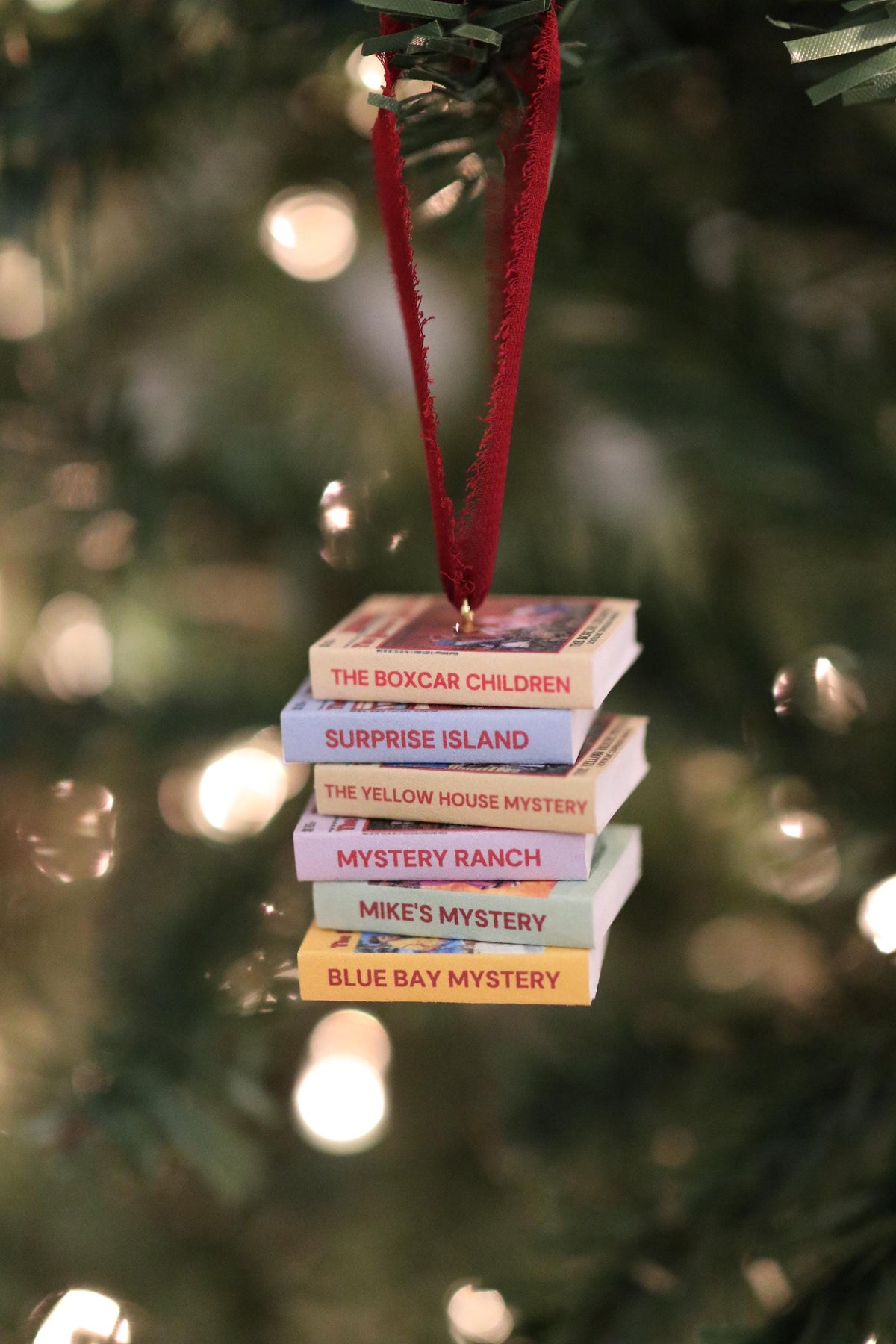 The Boxcar Children Mini Book Stack Ornament | Handmade Miniature Tiny Books Christmas Bookish Reader Gift Reading Booktok Holiday Warner