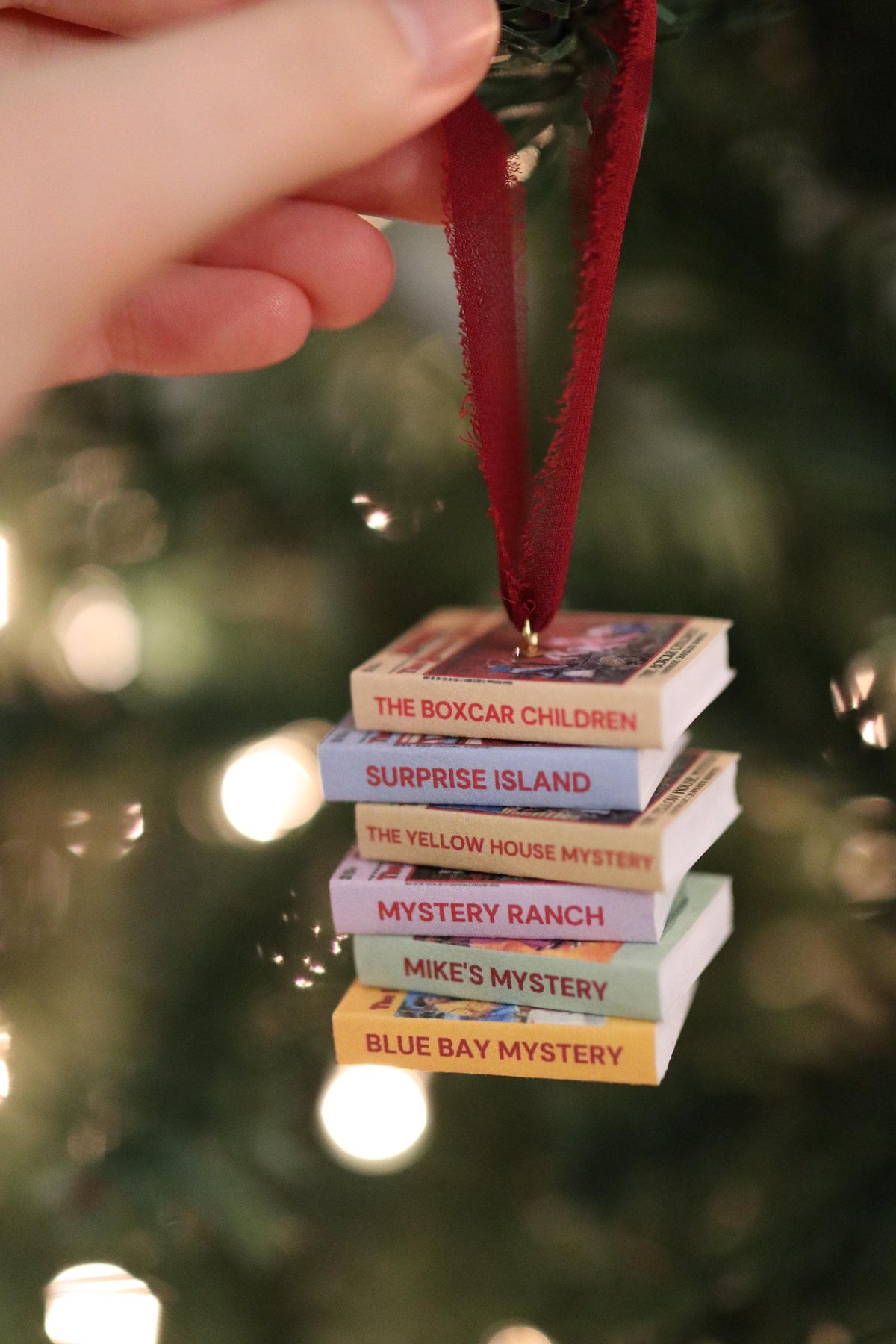 The Boxcar Children Mini Book Stack Ornament | Handmade Miniature Tiny Books Christmas Bookish Reader Gift Reading Booktok Holiday Warner
