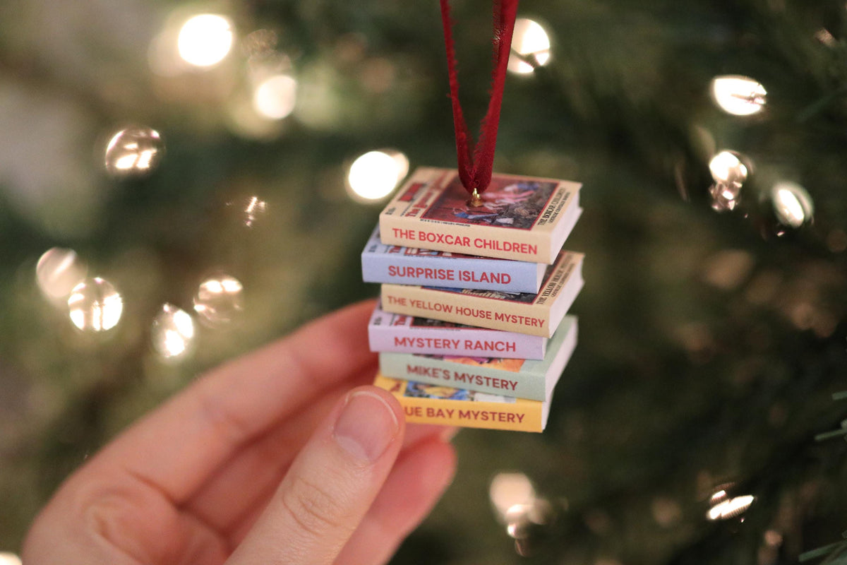 The Boxcar Children Mini Book Stack Ornament | Handmade Miniature Tiny Books Christmas Bookish Reader Gift Reading Booktok Holiday Warner