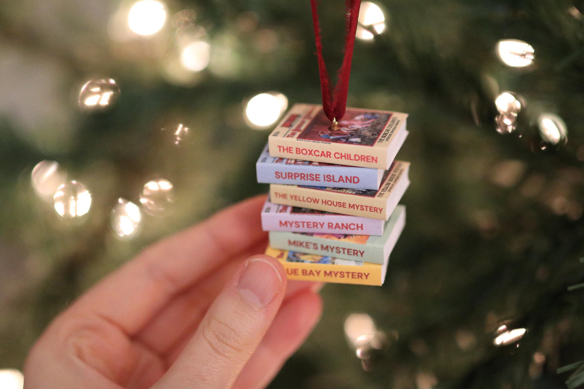The Boxcar Children Mini Book Stack Ornament | Handmade Miniature Tiny Books Christmas Bookish Reader Gift Reading Booktok Holiday Warner